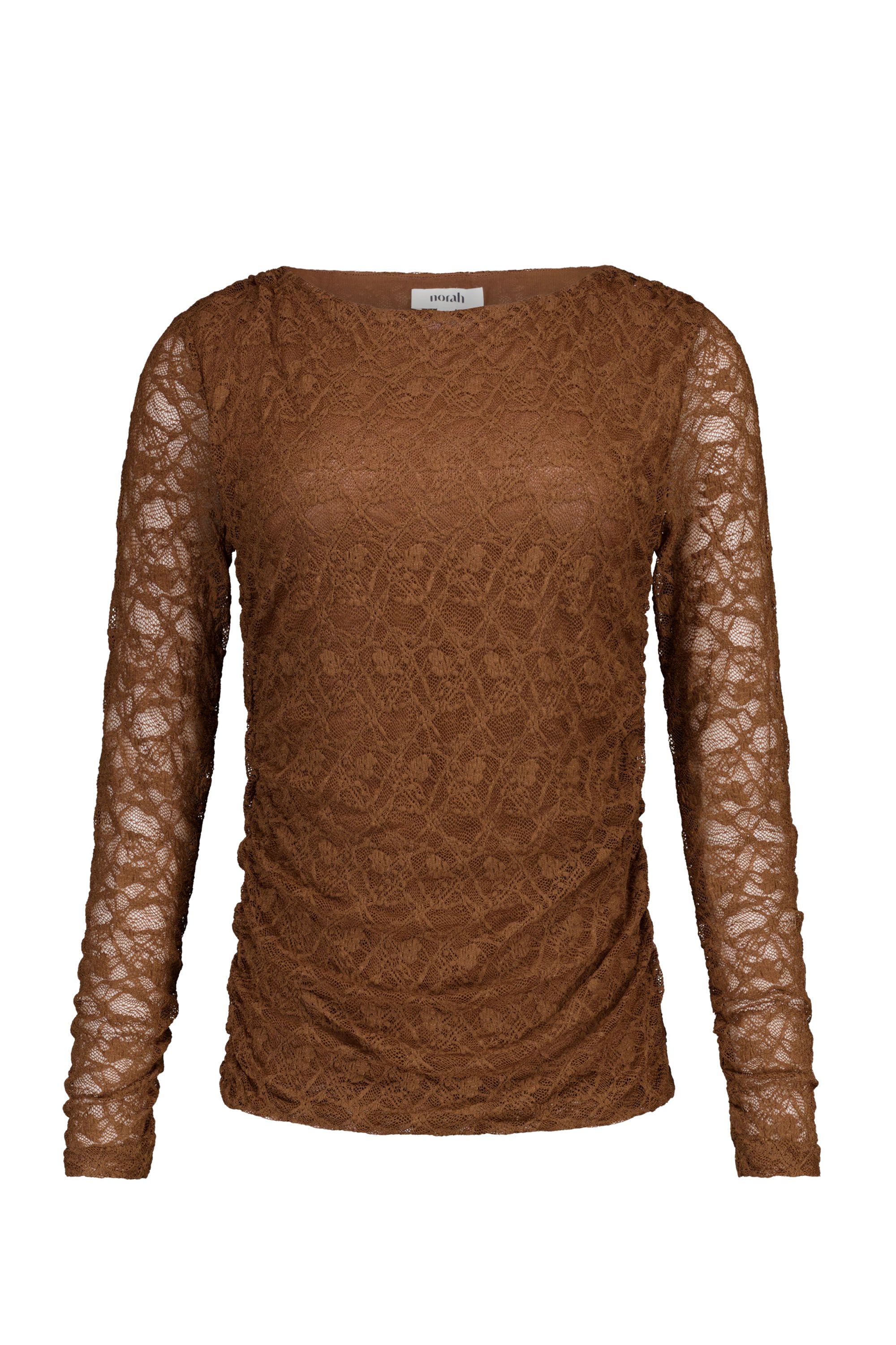 Norah Bruin kanten shirt mocca 219519-202