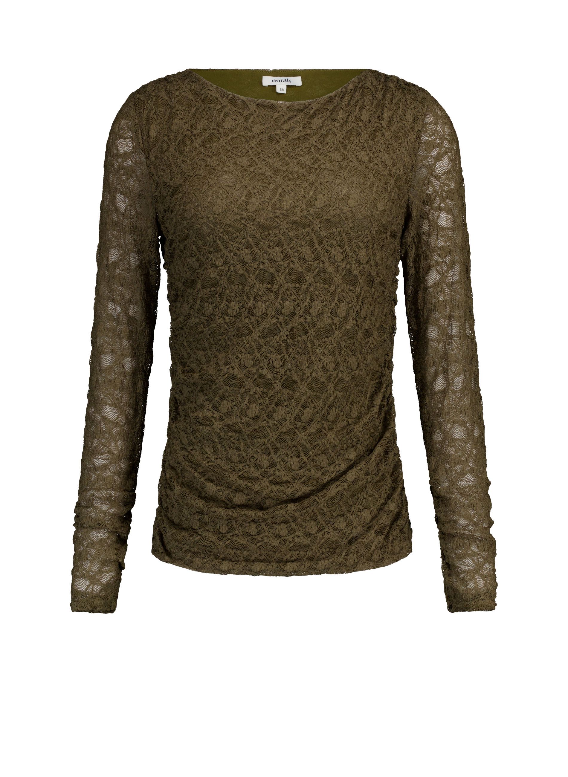 Norah Groen kanten shirt olive green 219519-594