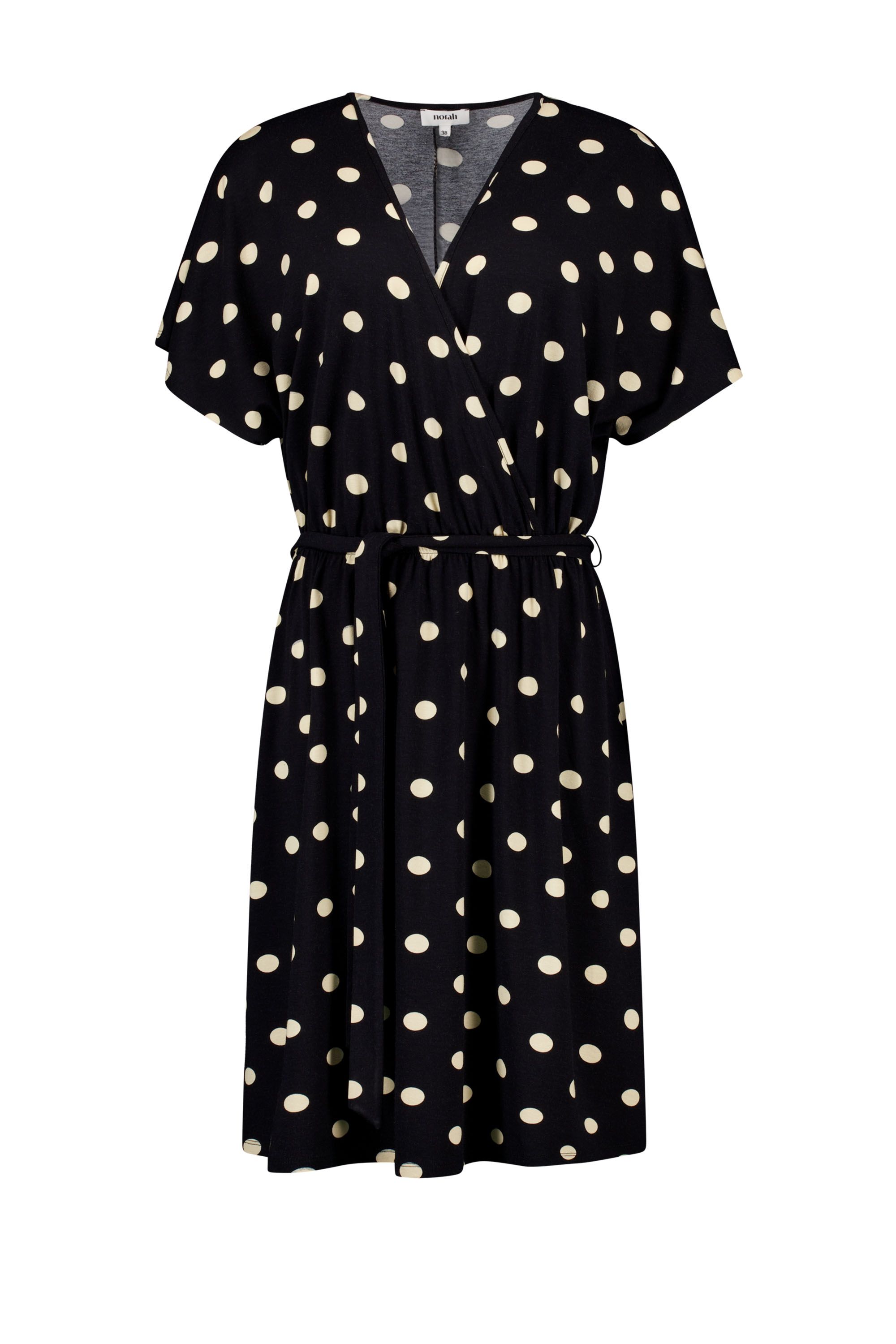 Norah Zwart/ecru polkadot midi jurk black/sand 219521-030