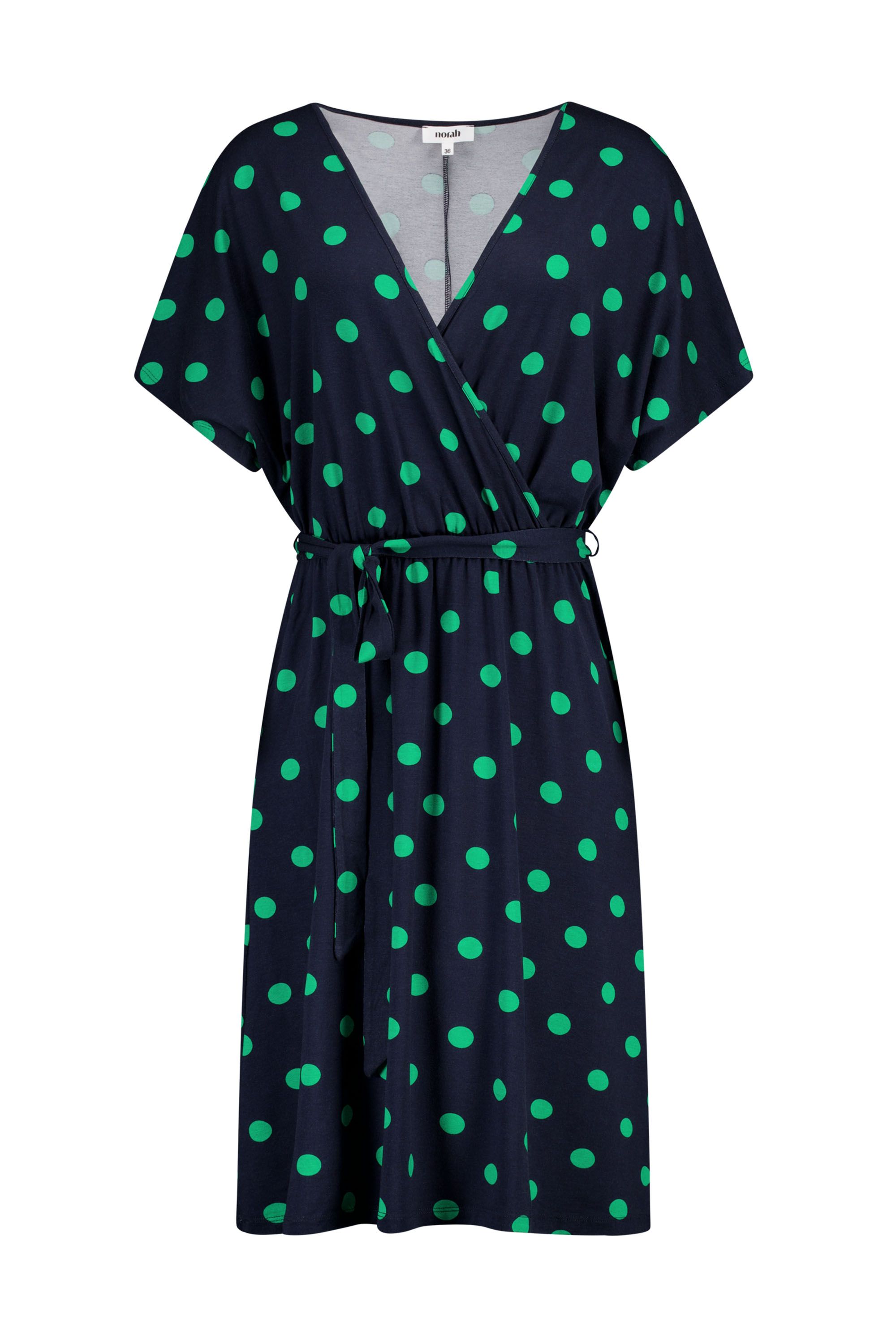 Norah Blauw/groene midi jurk met polkadots blue/green 219521-435