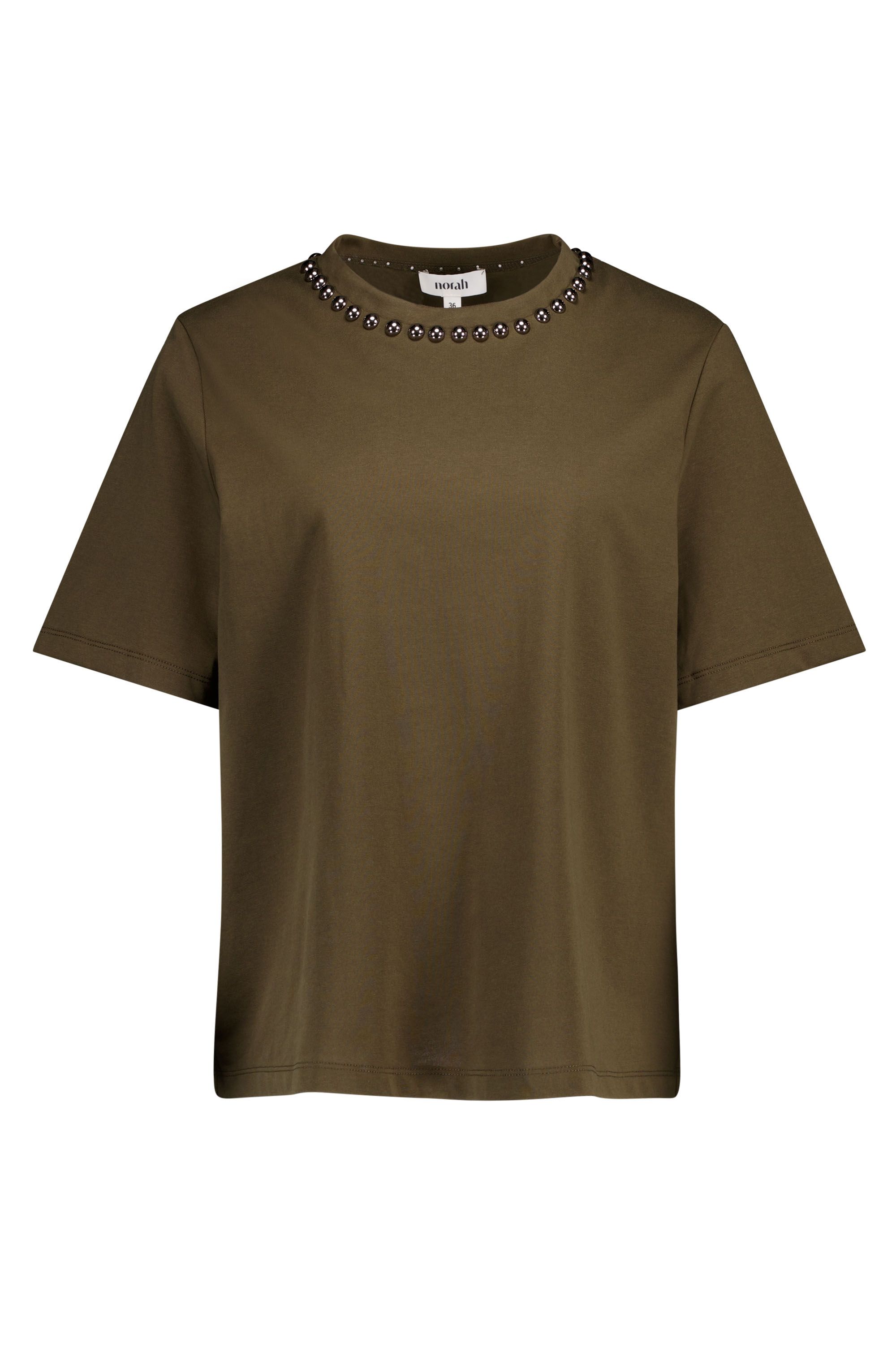 Norah Groen shirt met studs dark olive 219522-598