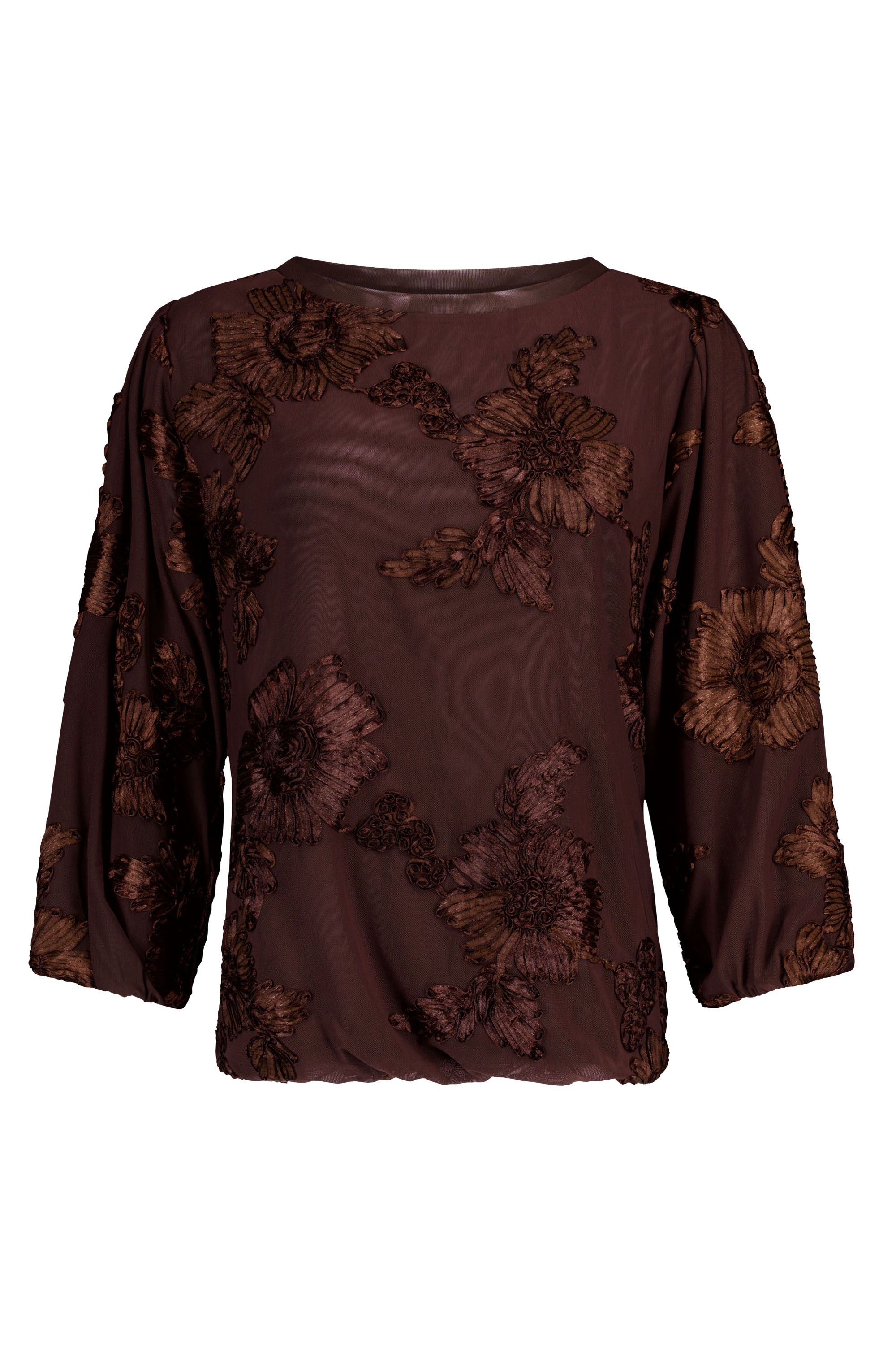 Norah Bruin shirt met bloemen brown 219529-200