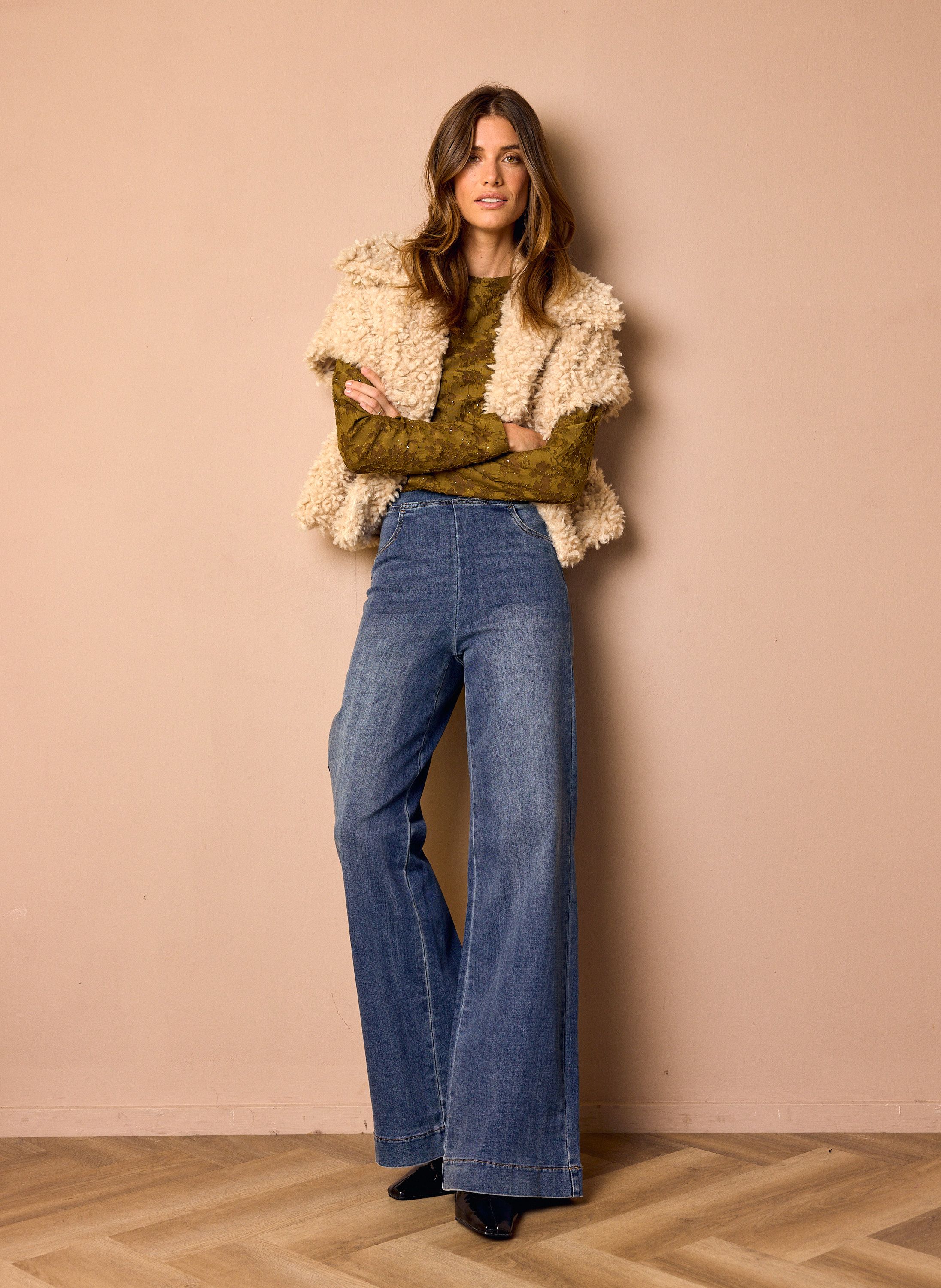 Norah Whitney pull-on jeans | Blauw | L33 mid denim 219533-479