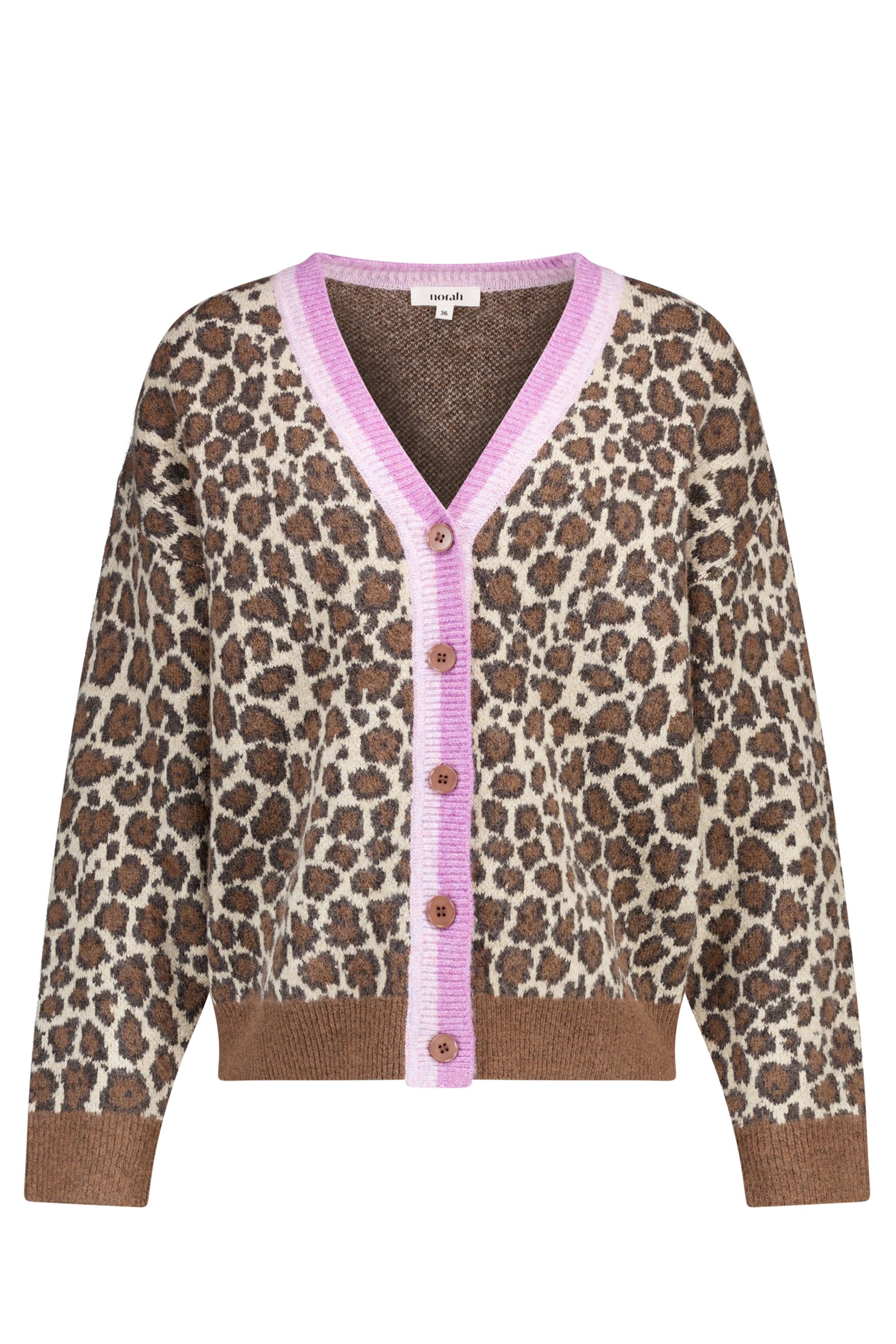 Norah Gebreid vest met luipaardprint brown multicolor 219551-220