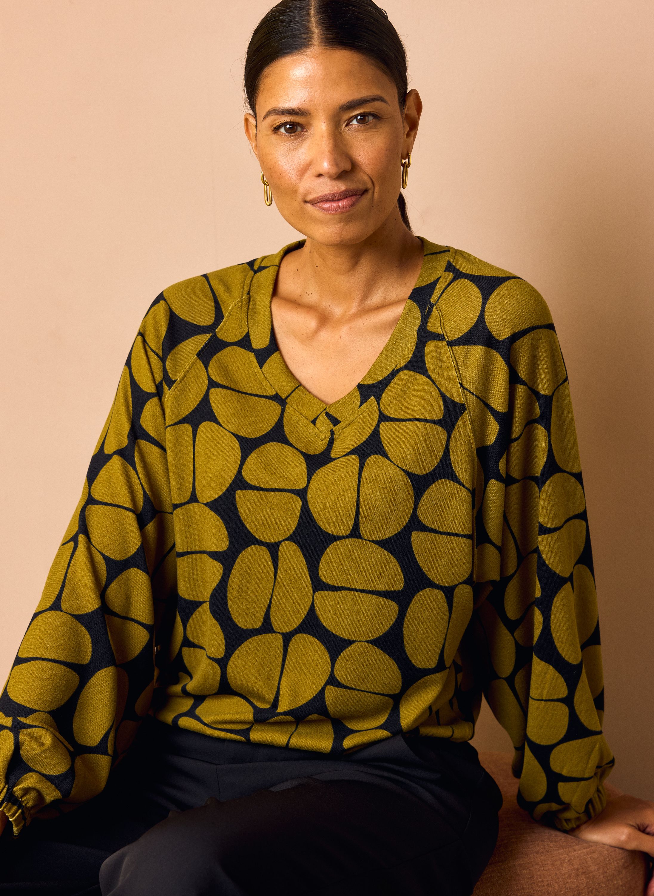Norah Zwart/groen shirt met grafische print green/black 219588-530