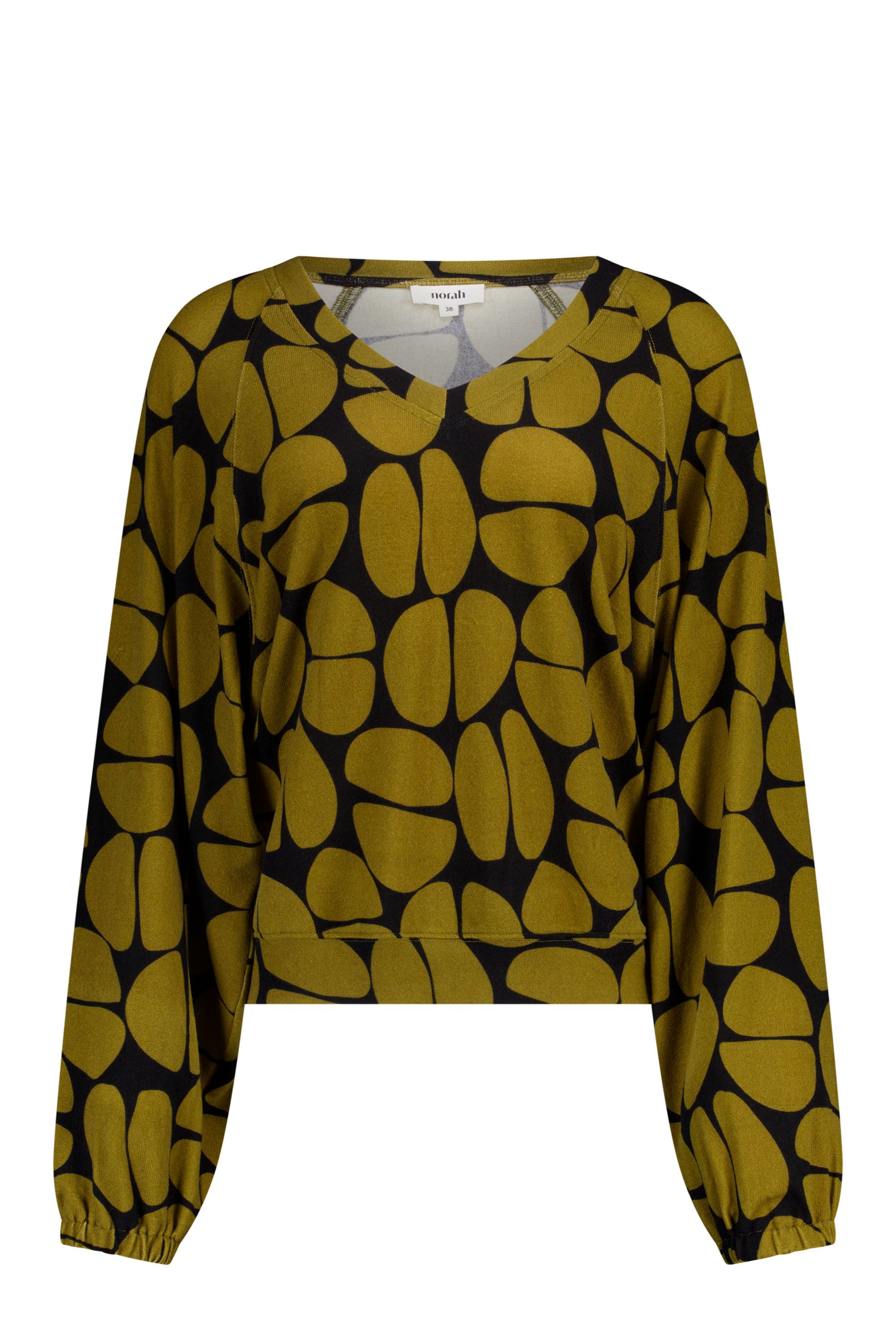 Norah Zwart/groen shirt met grafische print green/black 219588-530