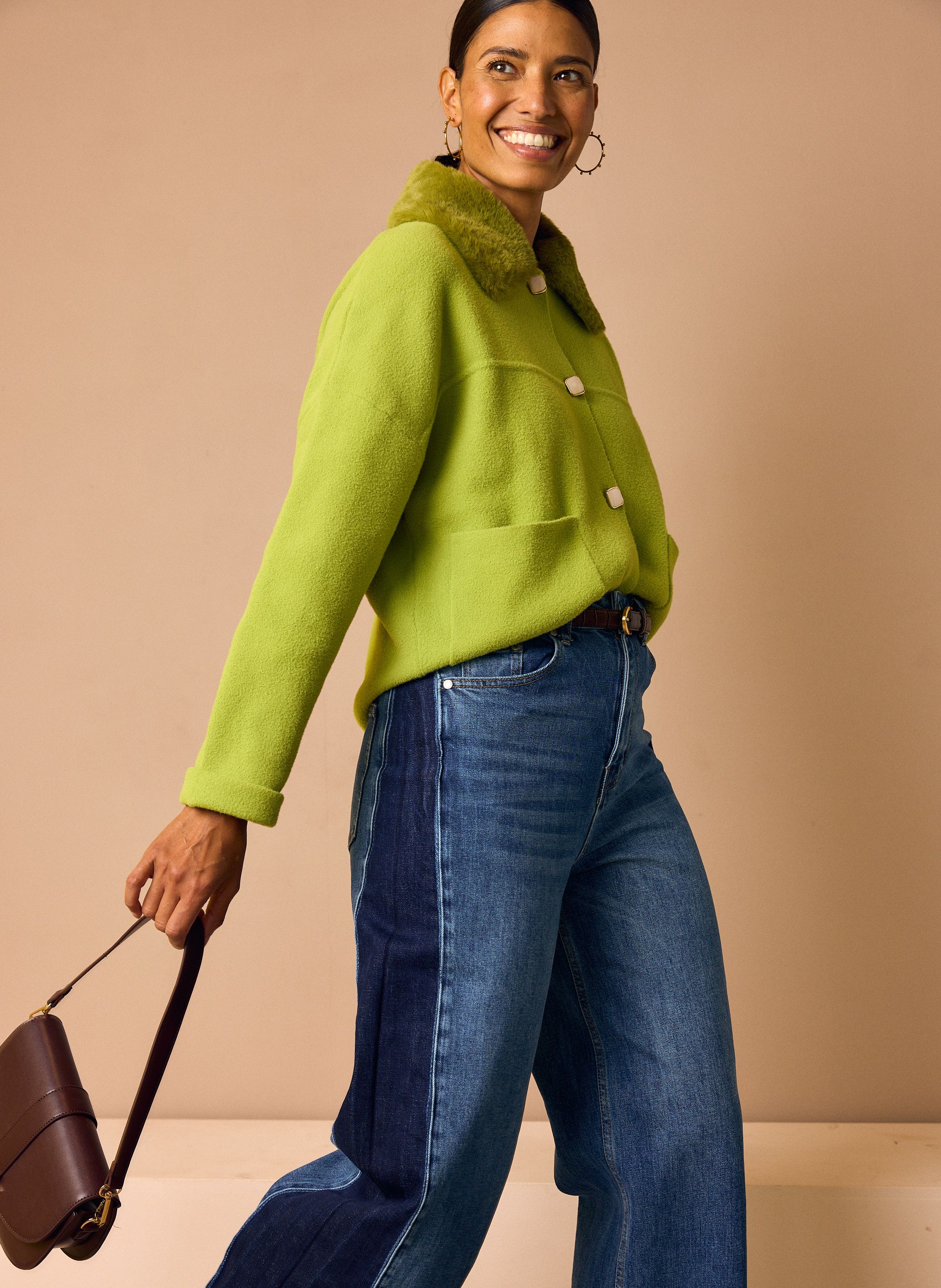 Norah Groen vest met zachte kraag moss green 219607-577