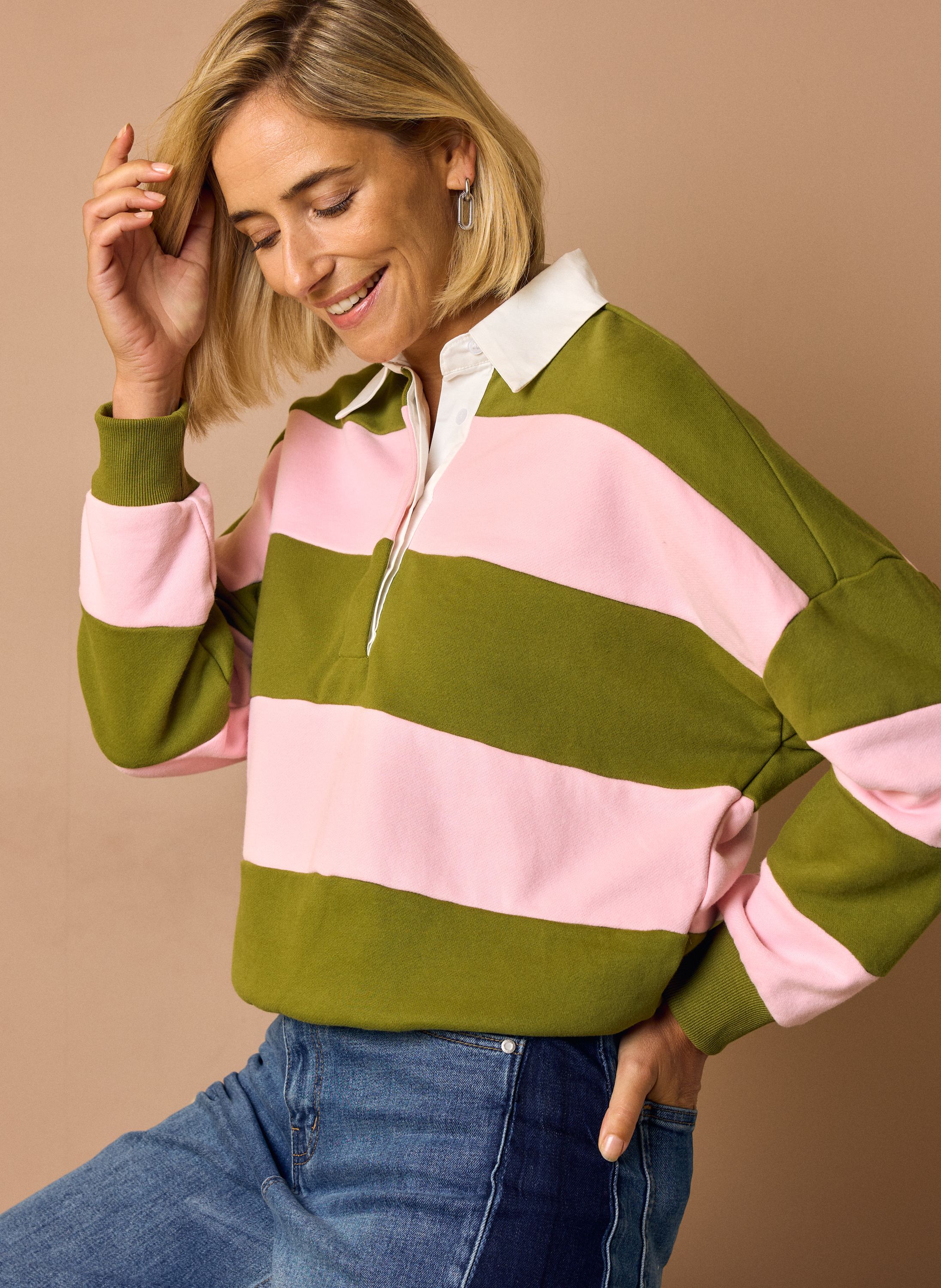 Norah Groen/roze gestreepte sweater green/pink 219613-539
