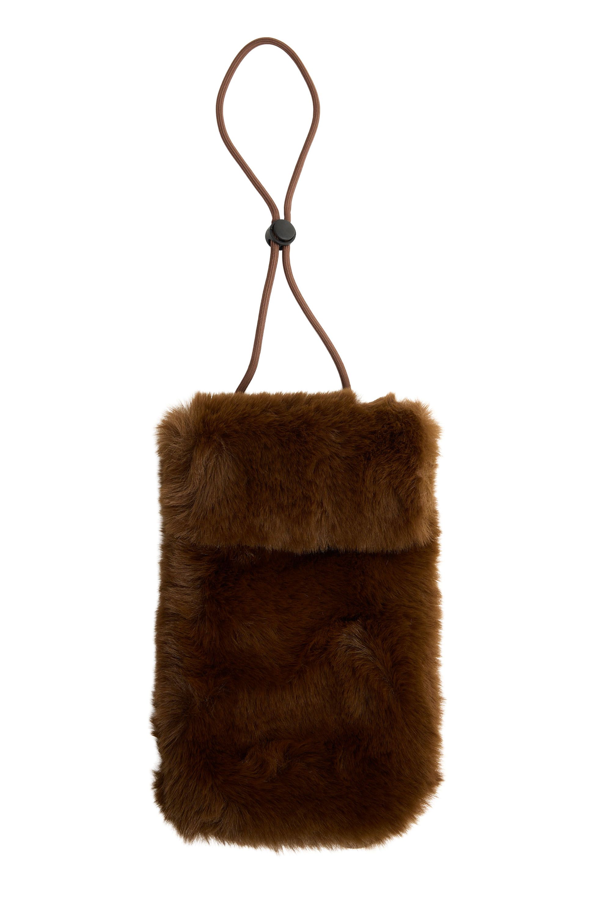 Norah Bruin tasje van imitatiebont dark brown 219629-299