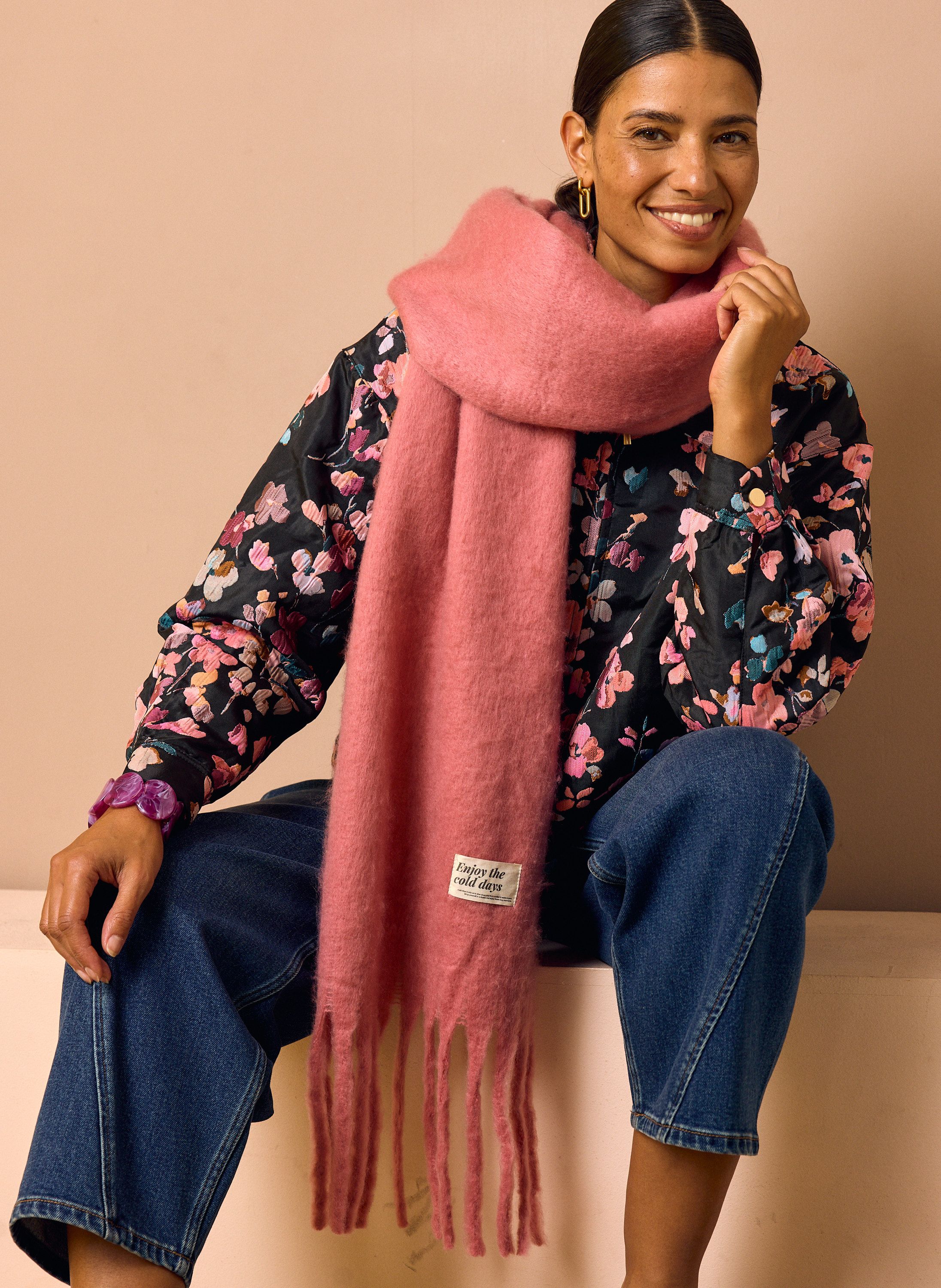 Norah Roze gebreide sjaal pink 219630-900