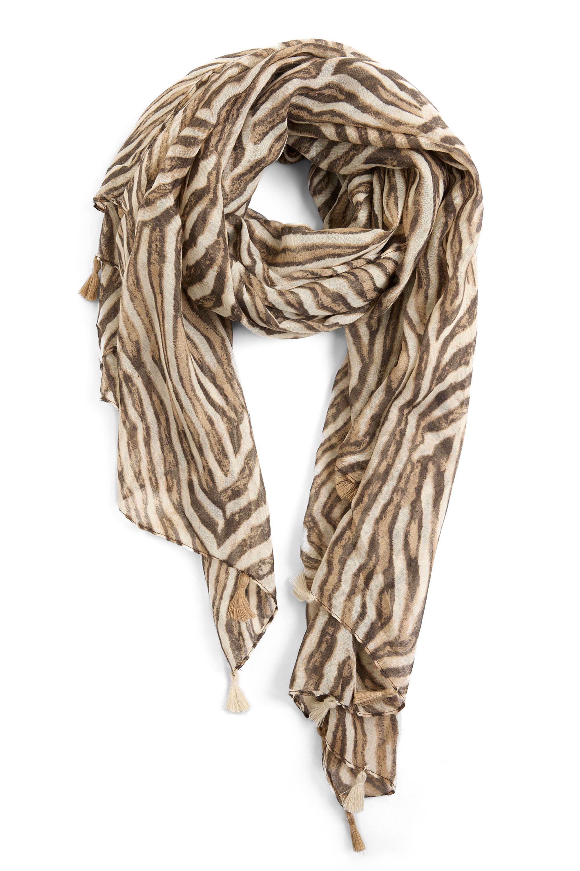 Norah Ecru sjaal met zebraprint brown melange 219633-250