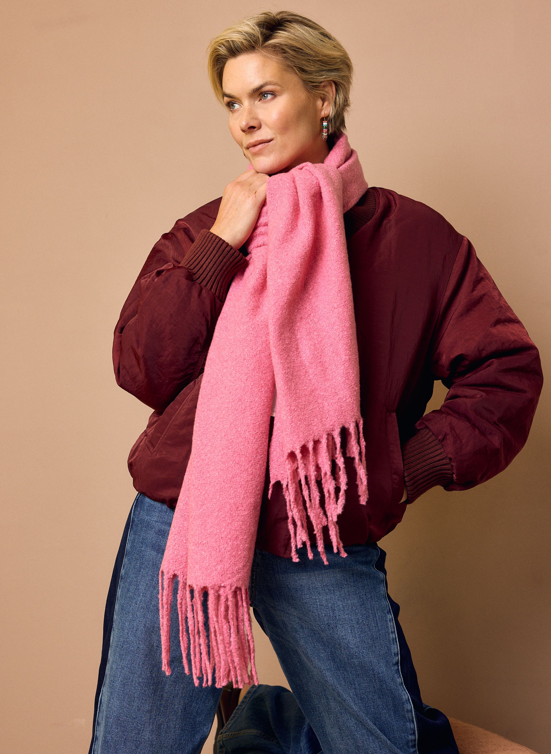 Norah Roze gebreide sjaal pink melange 219639-950