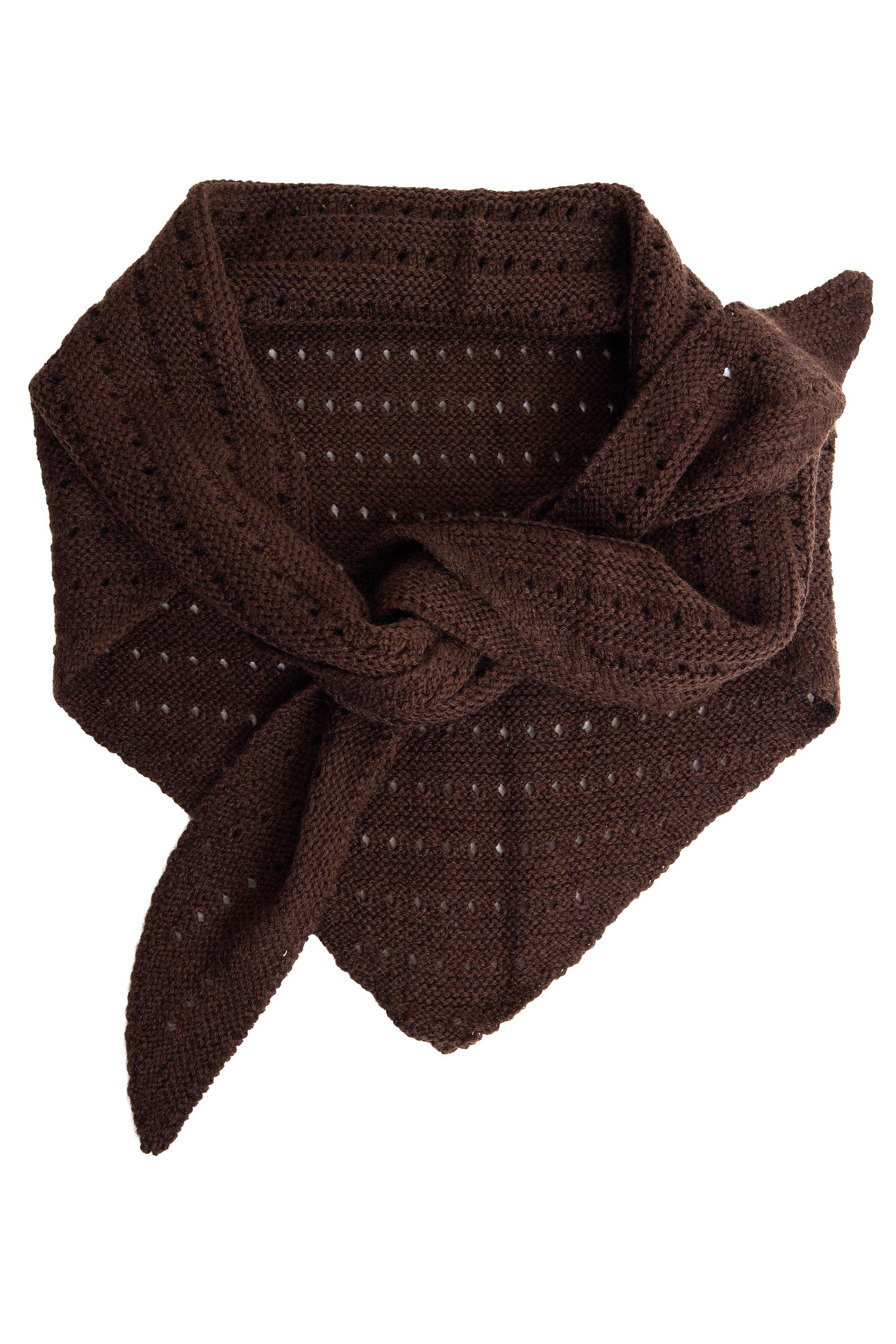Norah Bruine gebreide driehoekssjaal dark brown 219644-299
