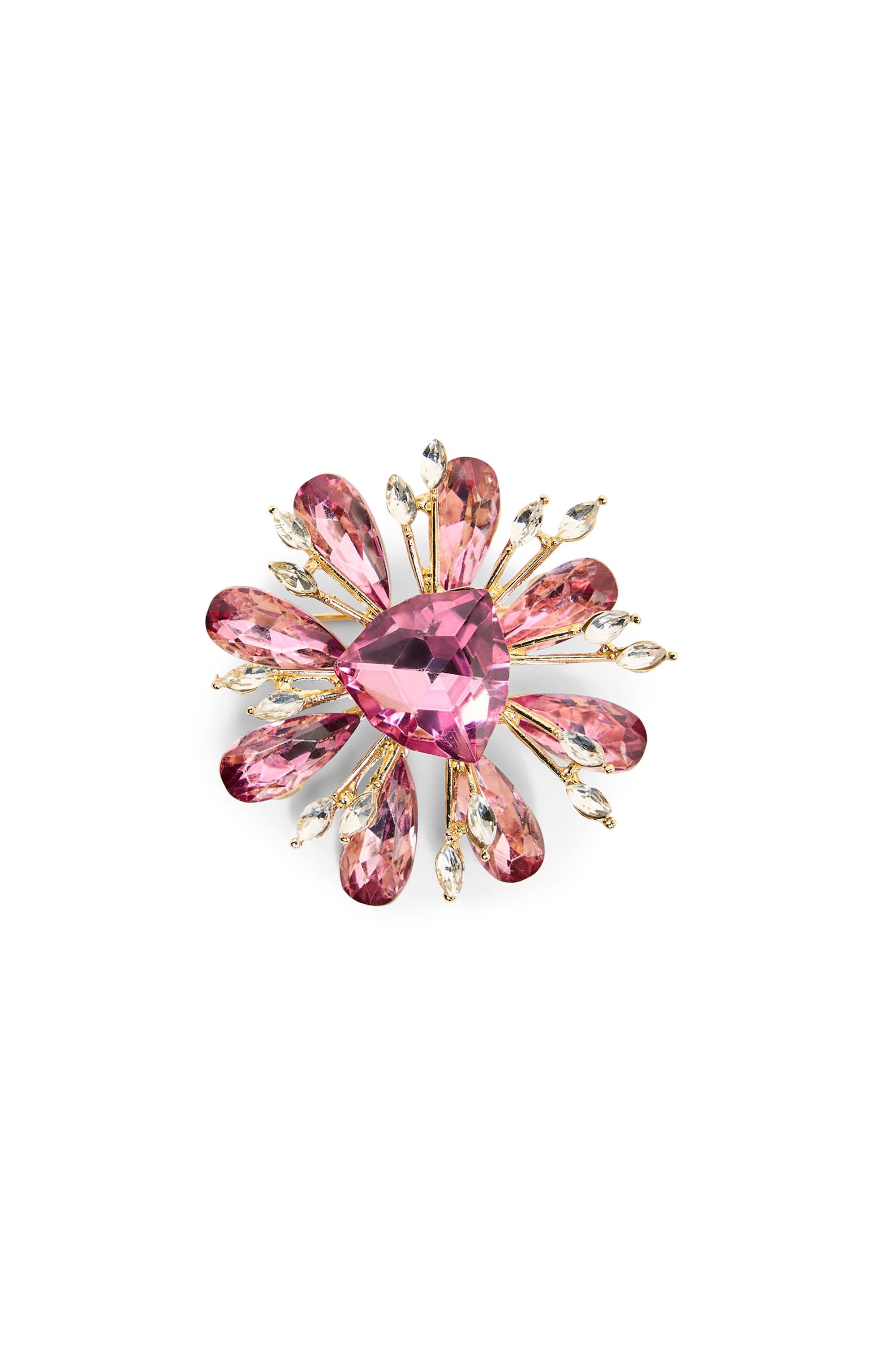Norah Goudkleurige broche roze bloem gold multicolor 219655-198