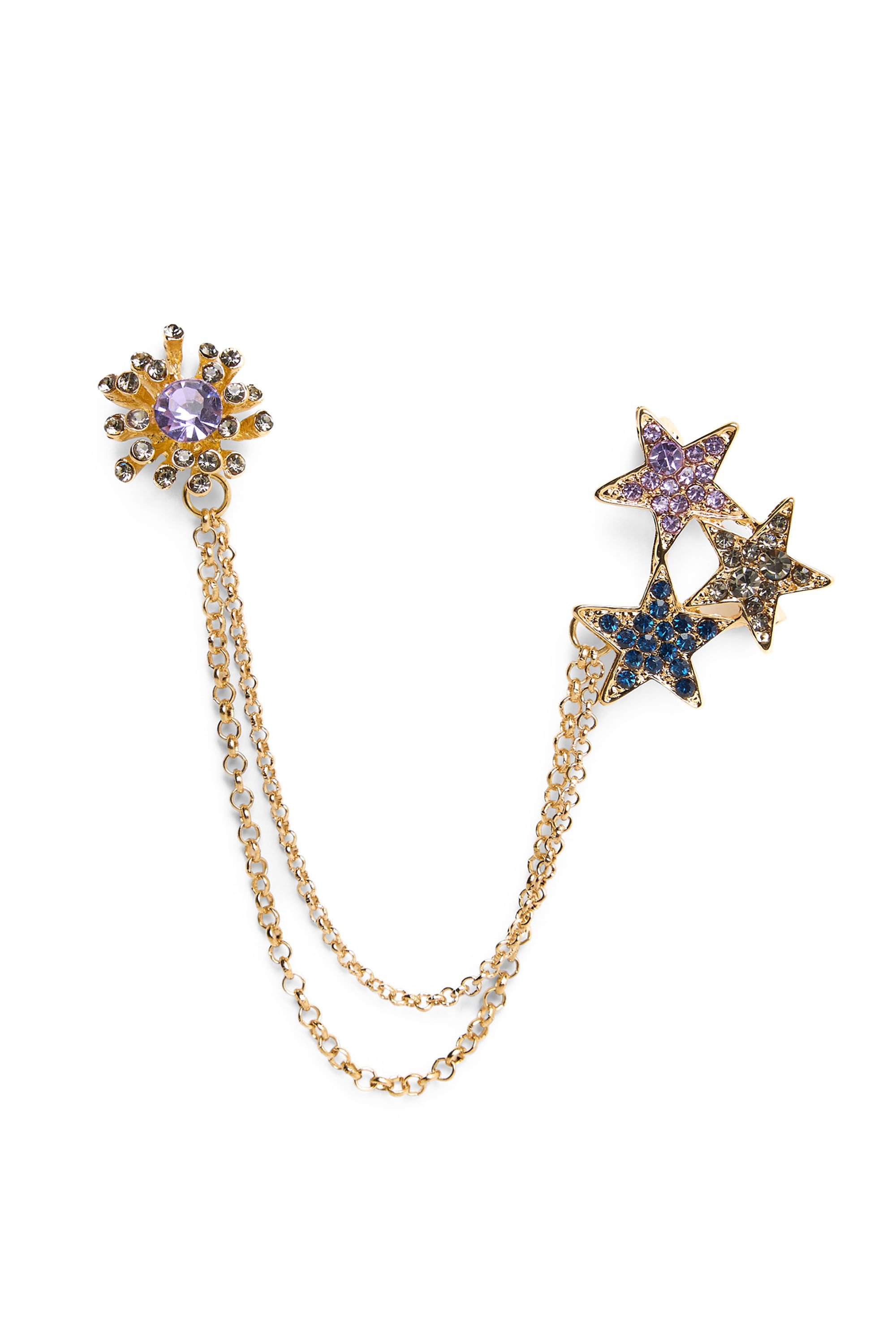 Norah Goudkleurige speldbroche met sterren en kettinkjes gold multicolor 219656-198