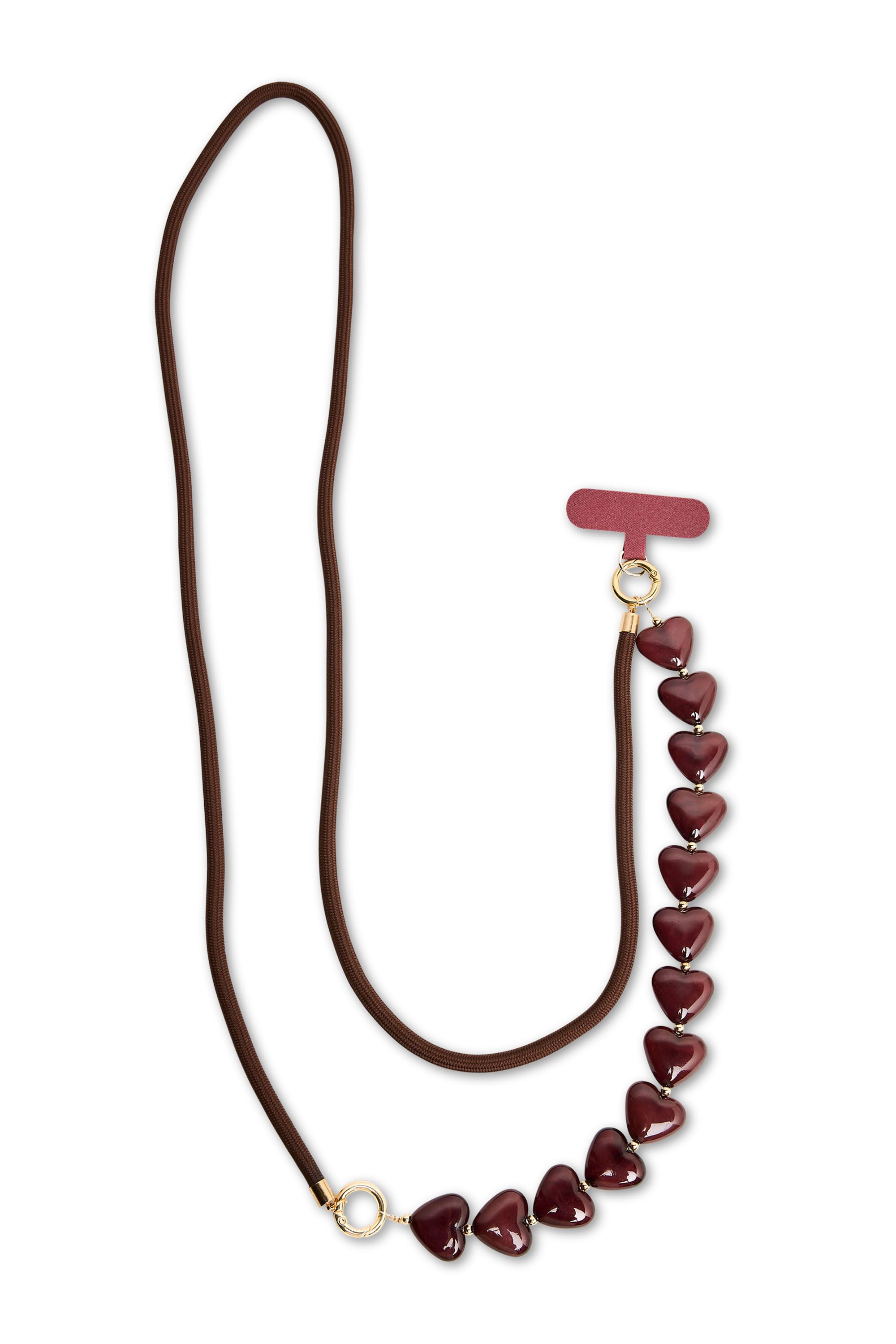 Norah Bruin telefoonkoord met hartjes burgundy 219665-810