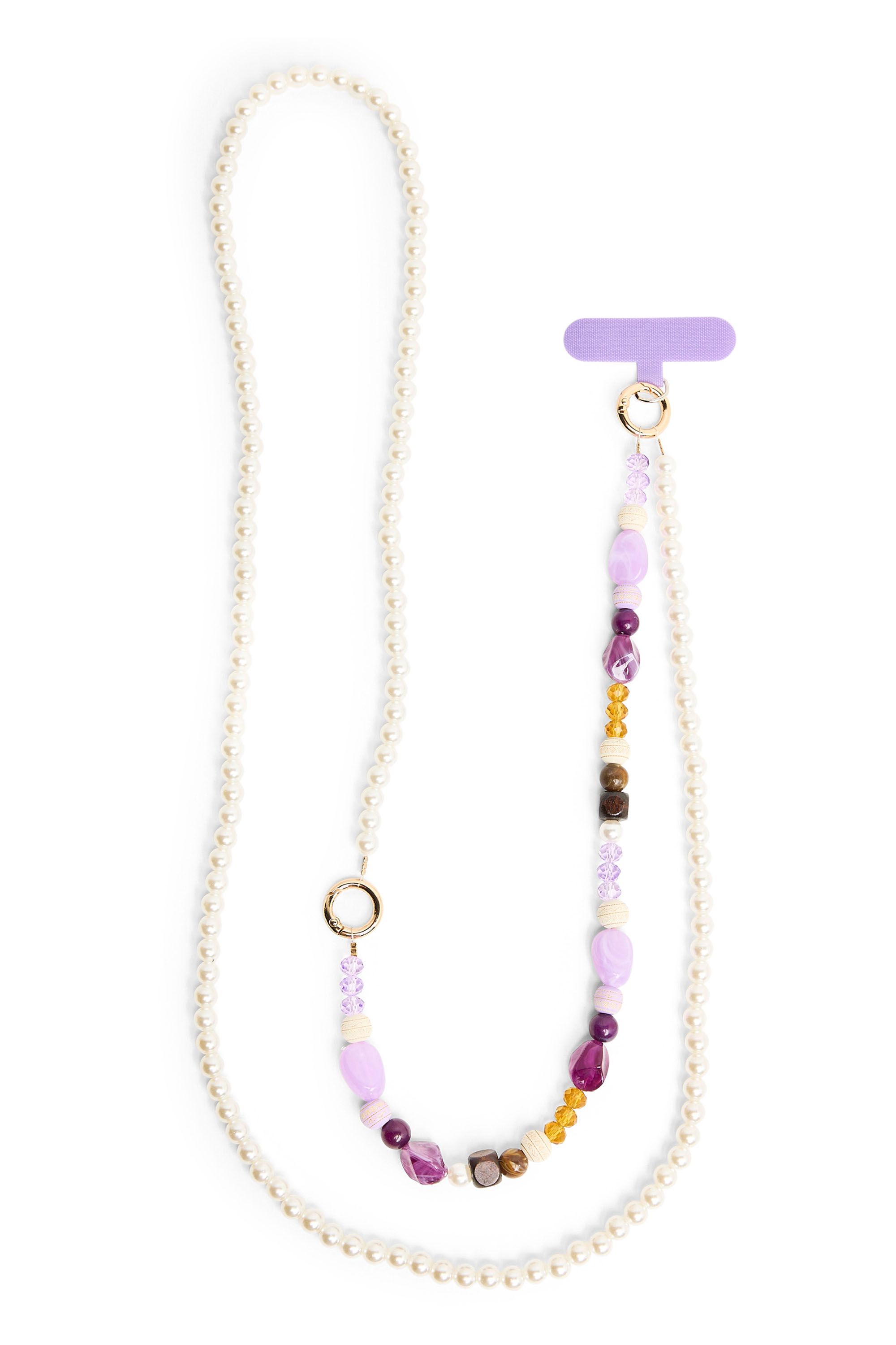 Norah Paars telefoonkoord met parels purple multicolor 219666-820