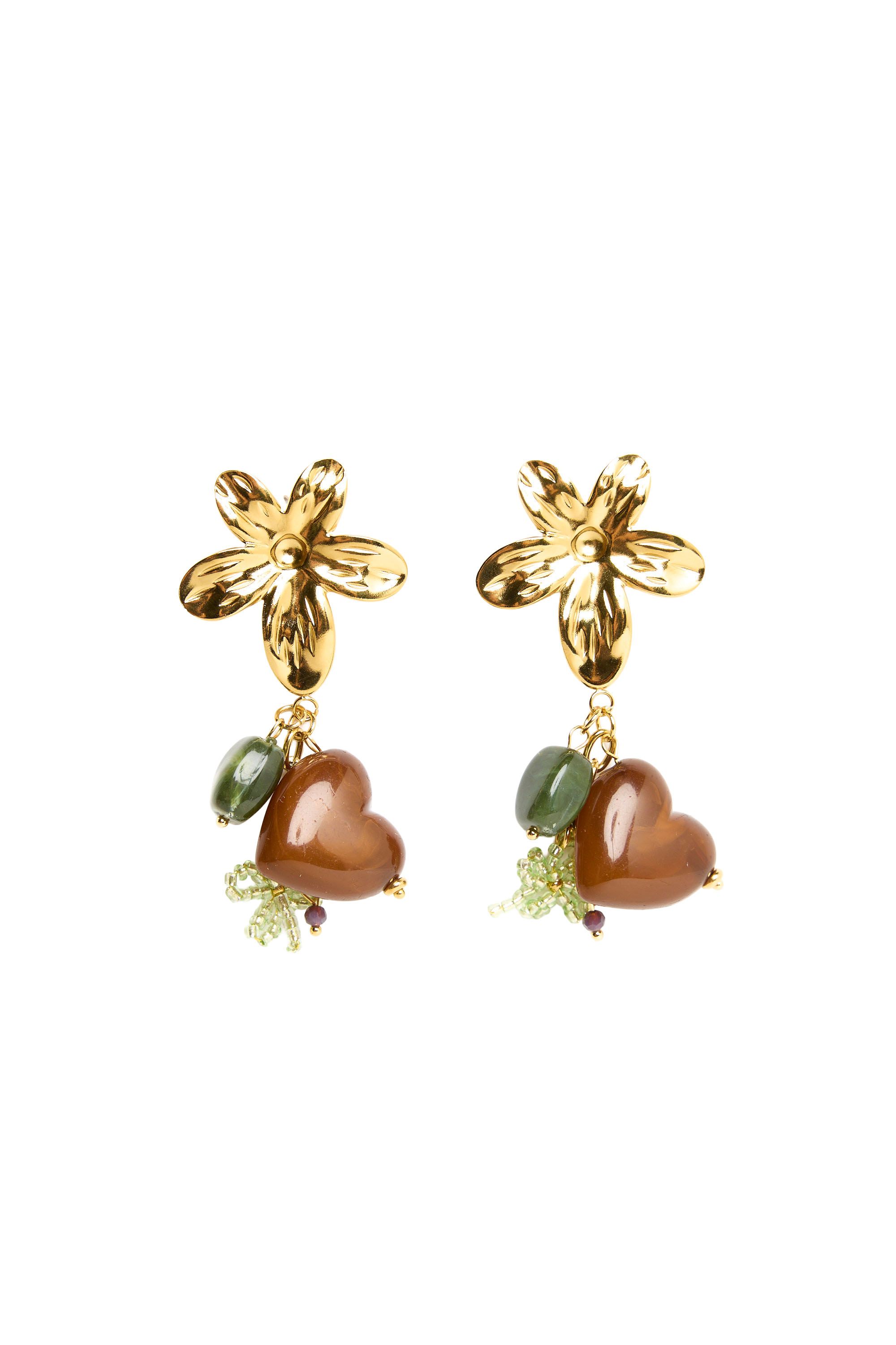 Norah Goudkleurige oorbellen bloem met hangers gold multicolor 219668-198