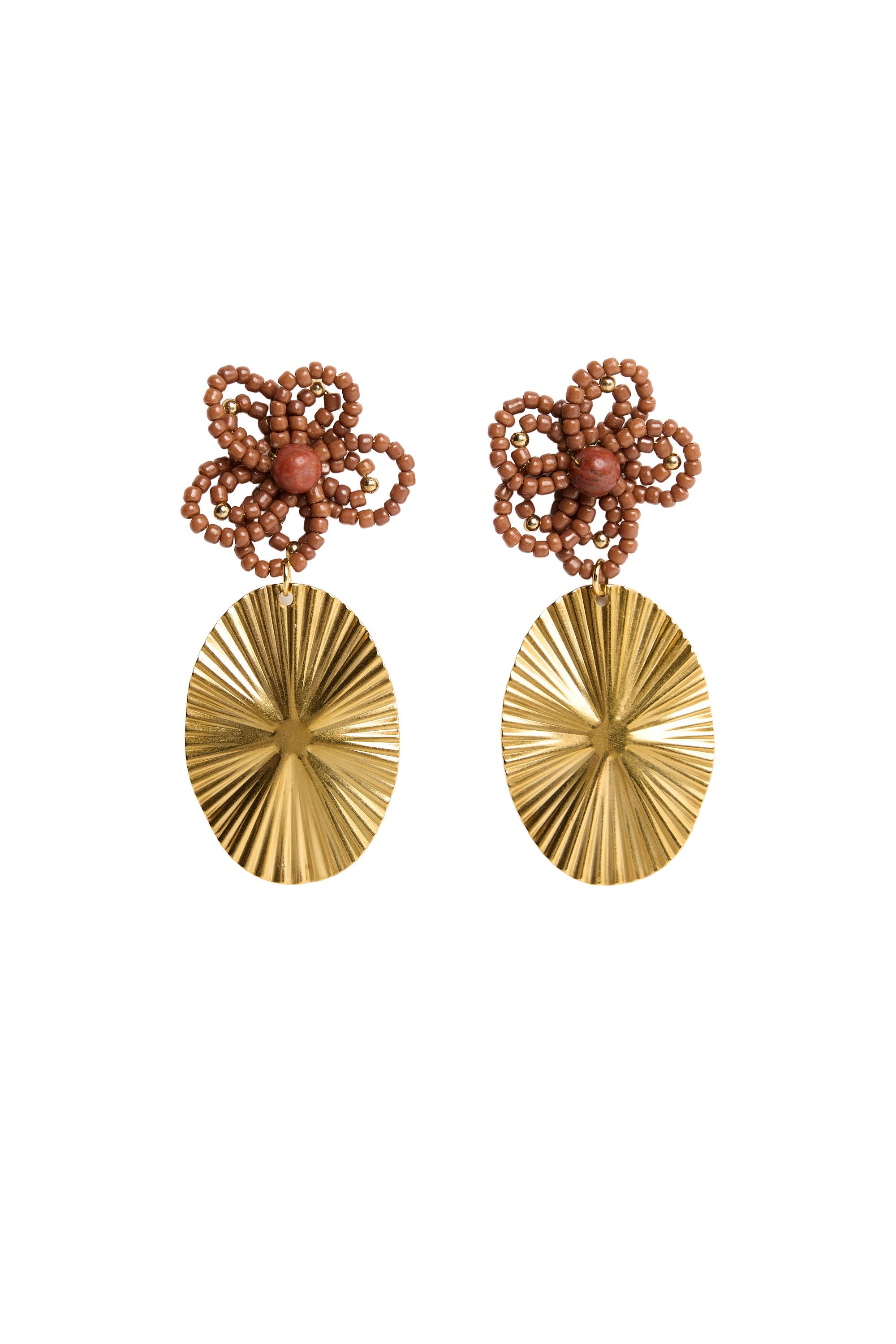 Norah Goudkleurige oorbellen bloem gold multicolor 219672-198