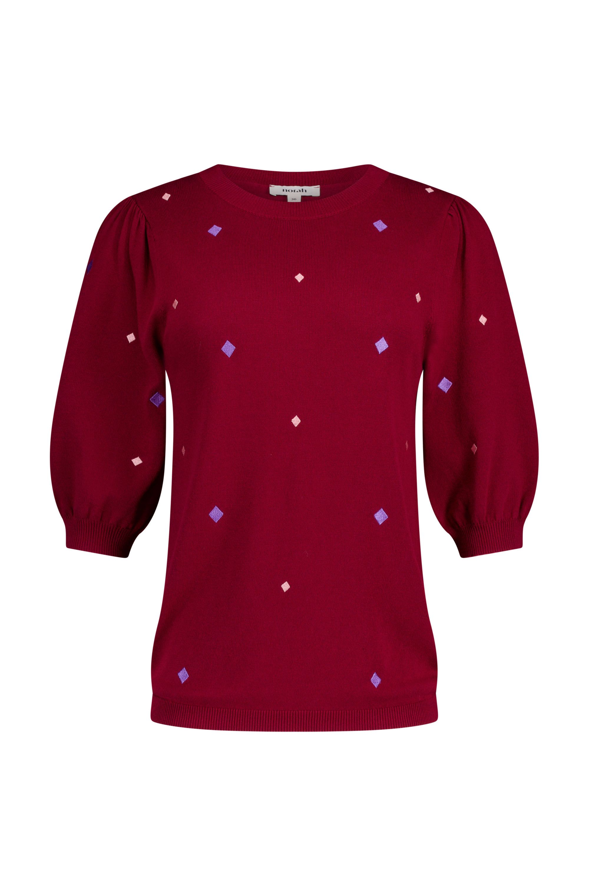 Norah Rode fijngebreide trui wine red multicolor 219679-694