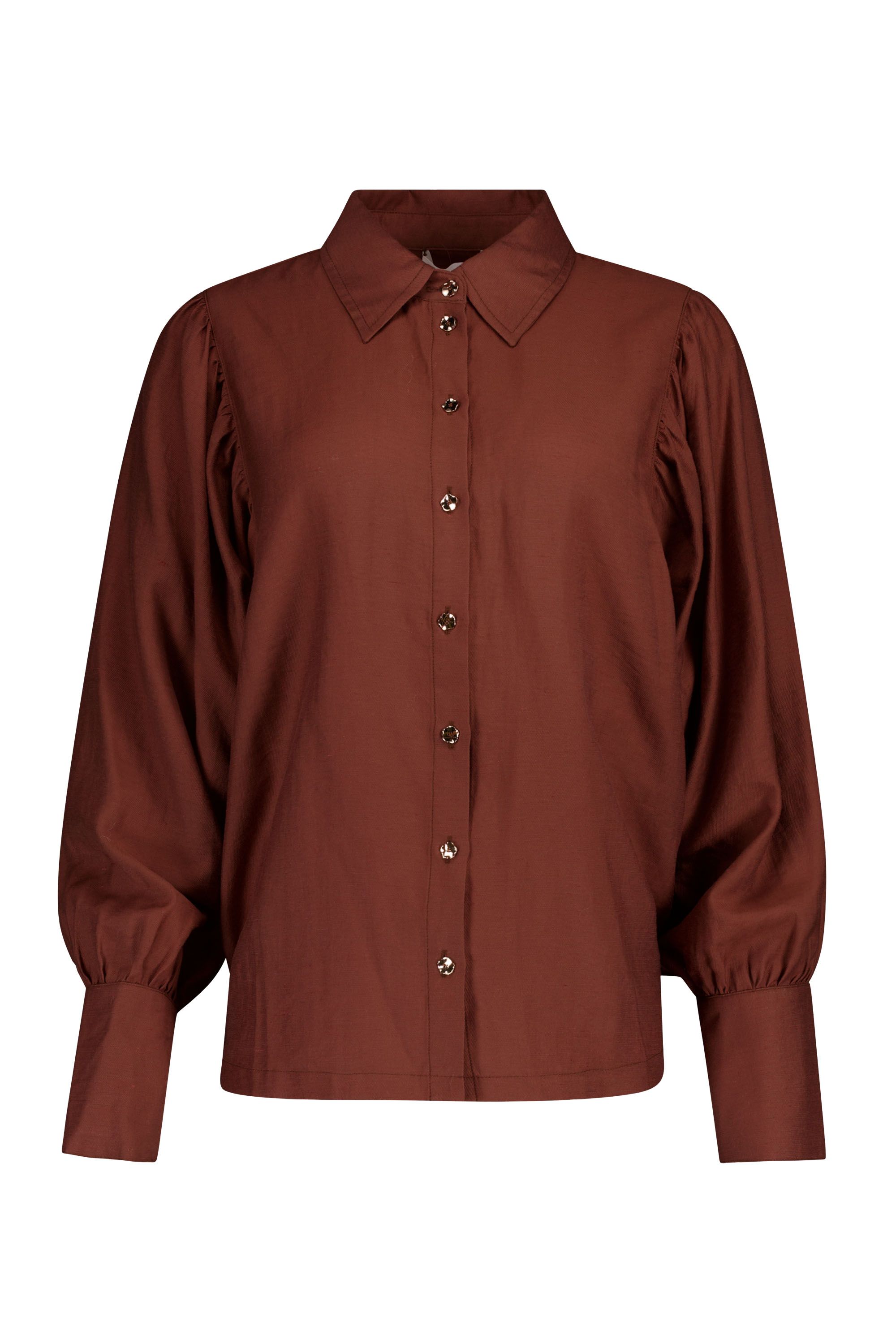 Norah Bruine blouse met goudkleurige knopen brown 219691-200