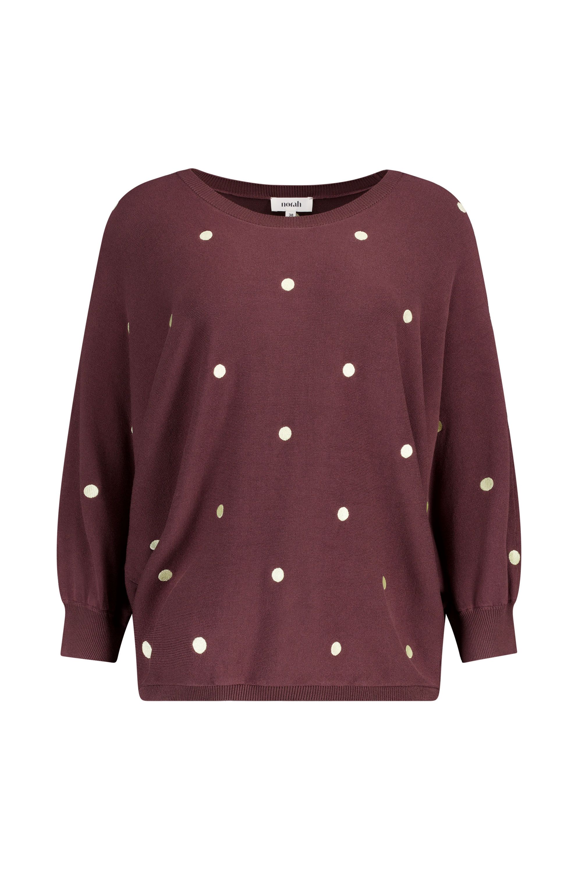Norah Bruine fijngebreide trui met polkadots brown 219736-200