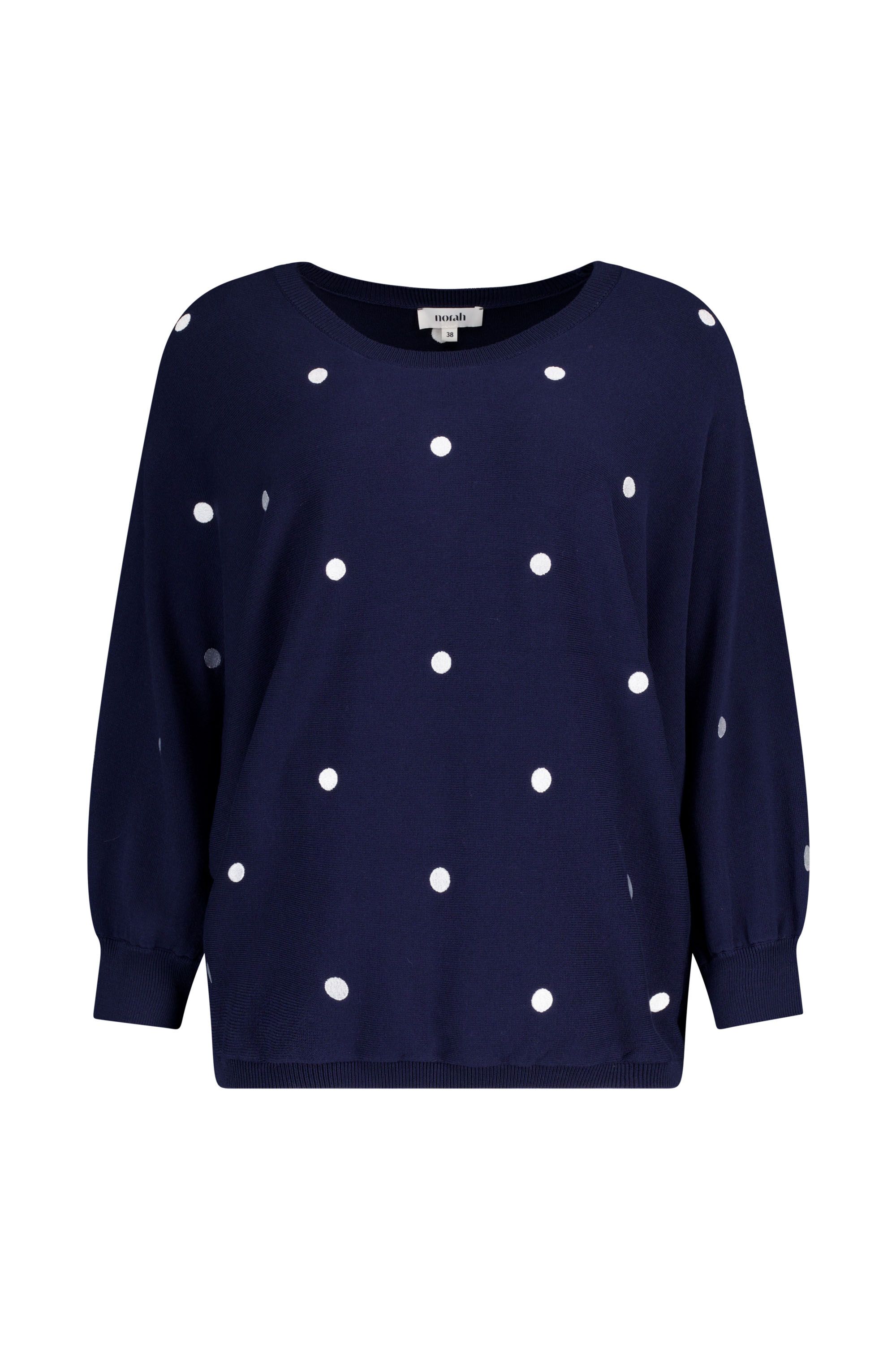 Norah Donkerblauwe fijngebreide trui met polkadots dark blue 219736-499