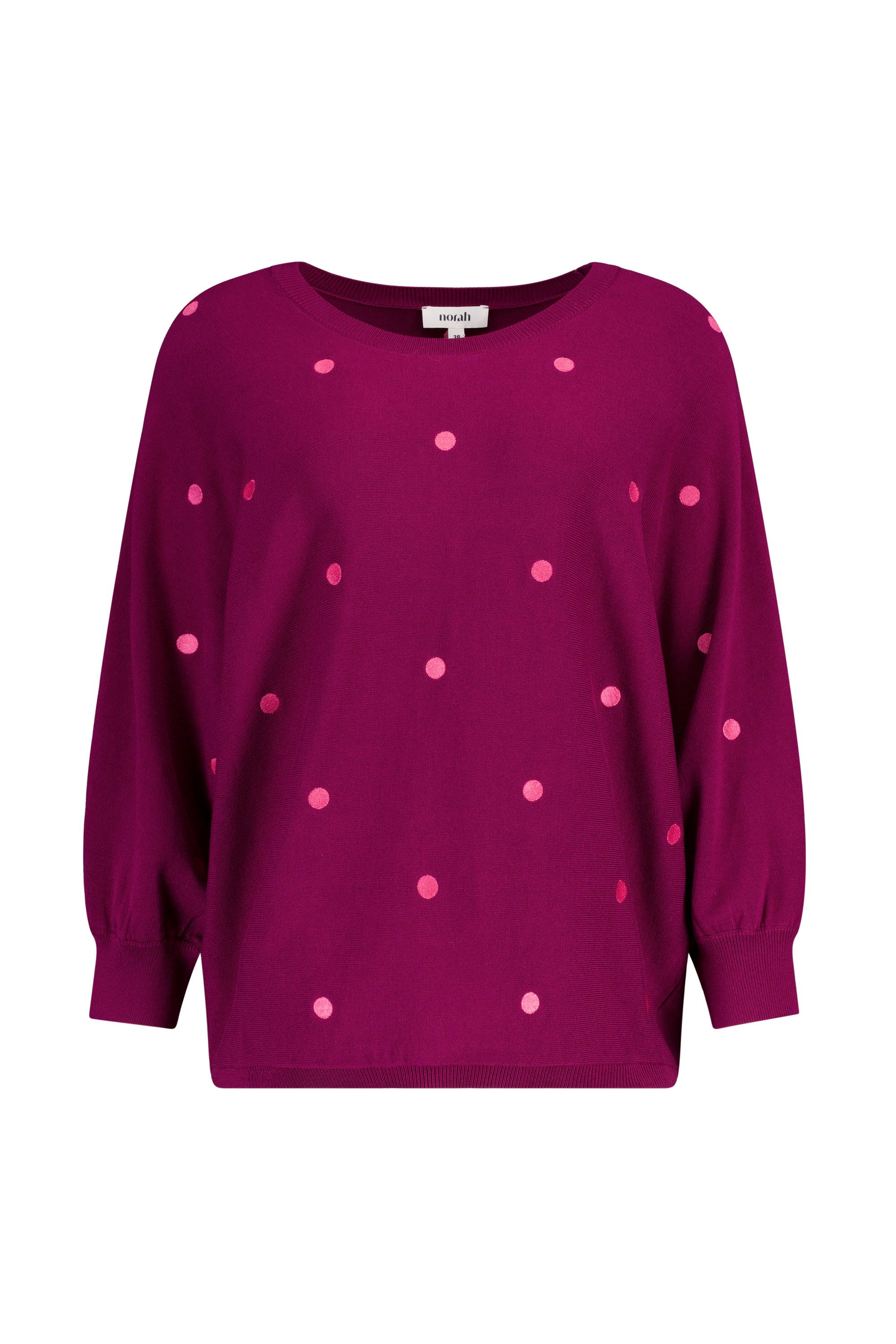 Norah Rode fijngebreide trui met polkadots wine red 219736-697