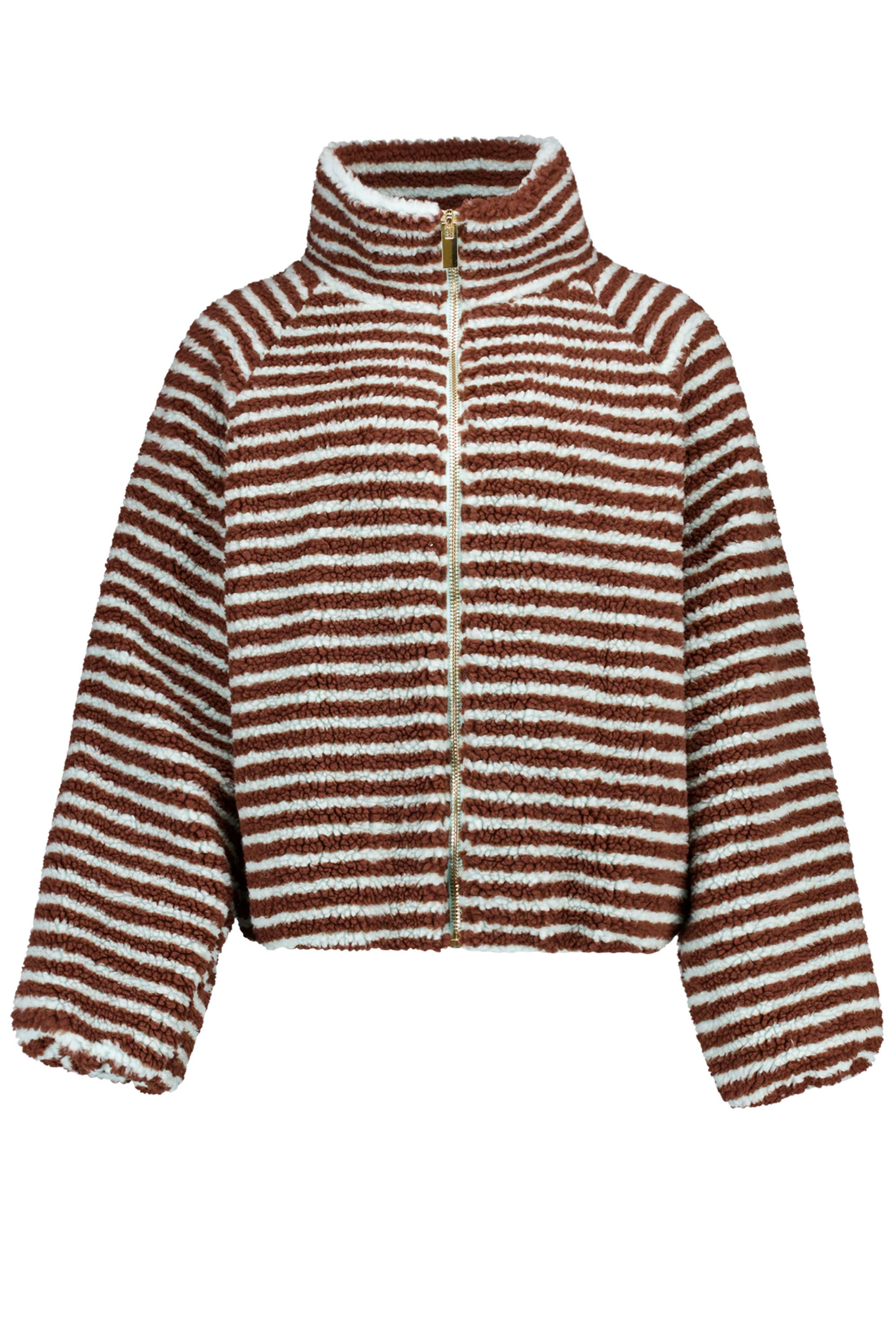 Norah Bruin/blauw gestreepte teddy jas brown multicolor 219740-220