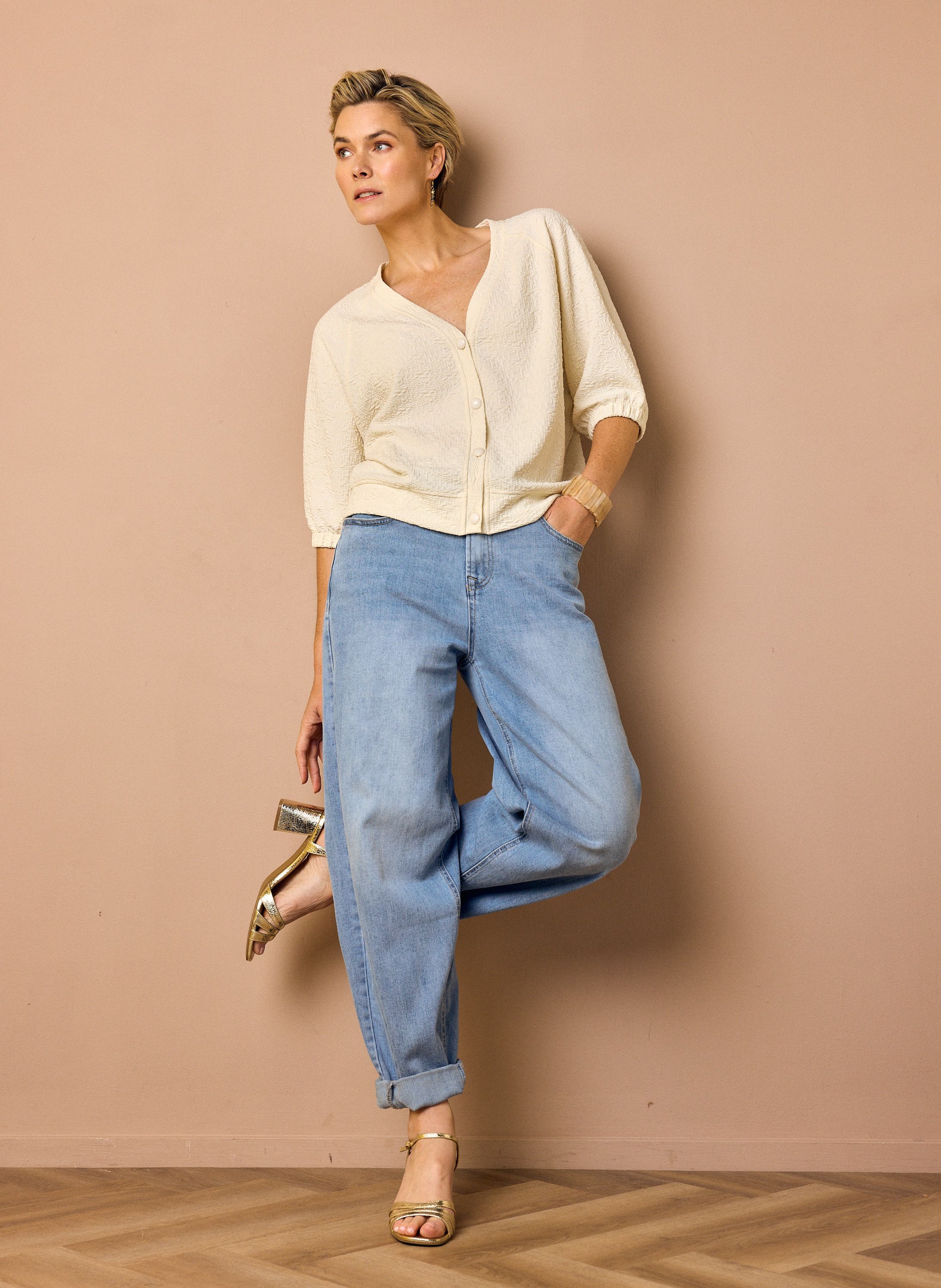 Norah Off-white vest met structuur off-white 219774-101