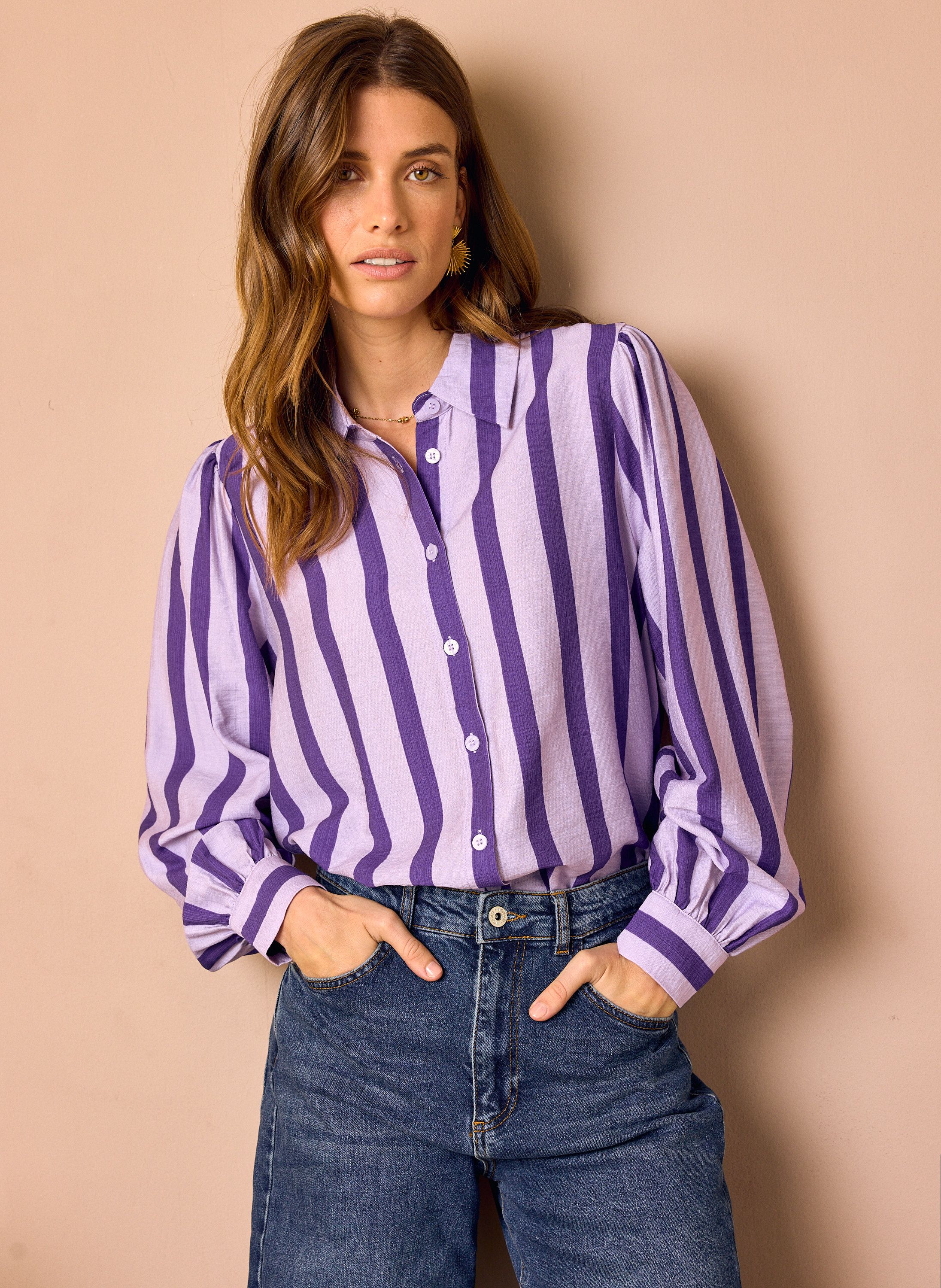 Norah Paarse gestreepte blouse purple multicolor 219777-820