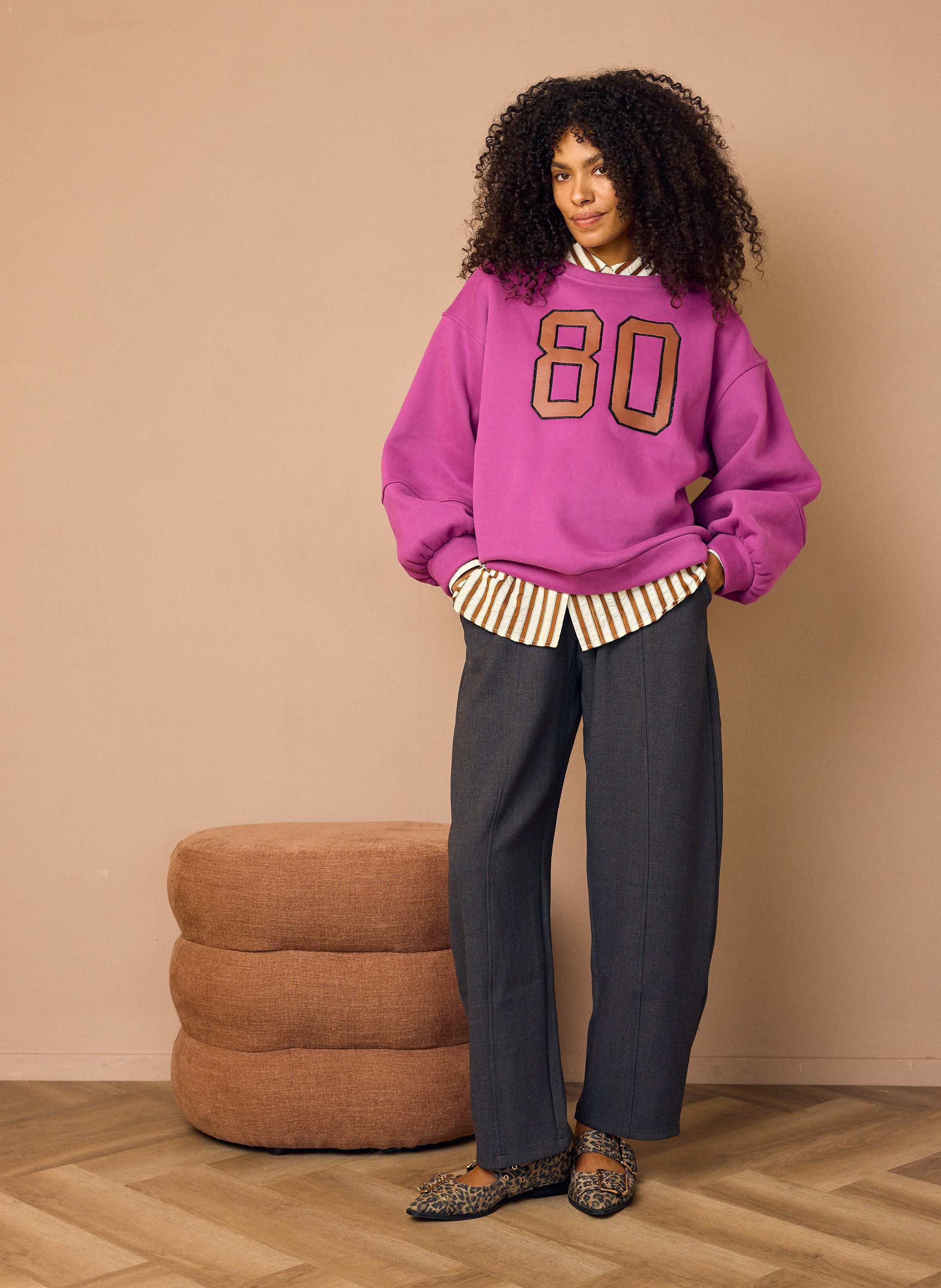 Norah Barrel fit broek | grijs dark grey melange 219788-066
