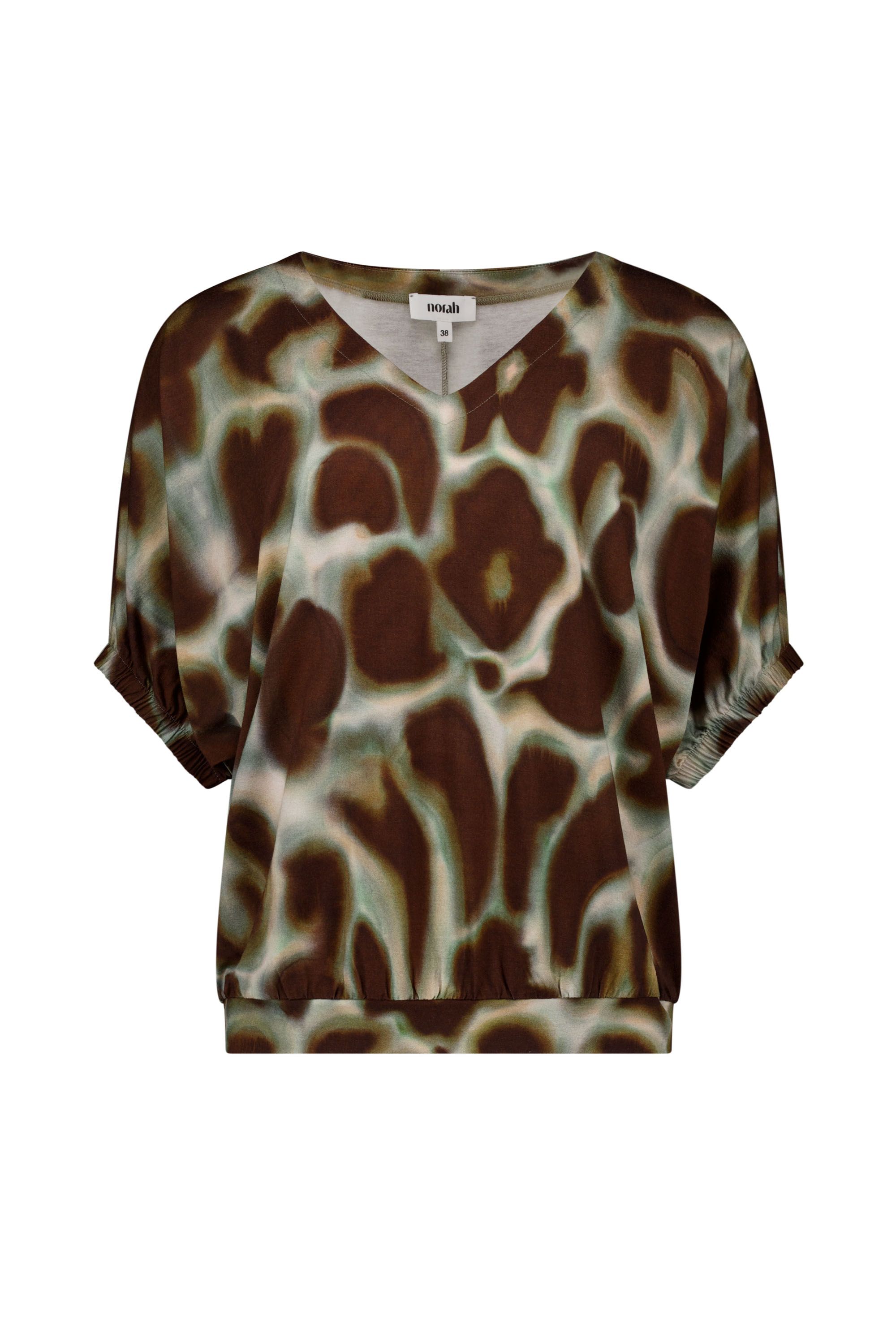 Norah Groen/bruin shirt met grafische print green/brown 219811-532