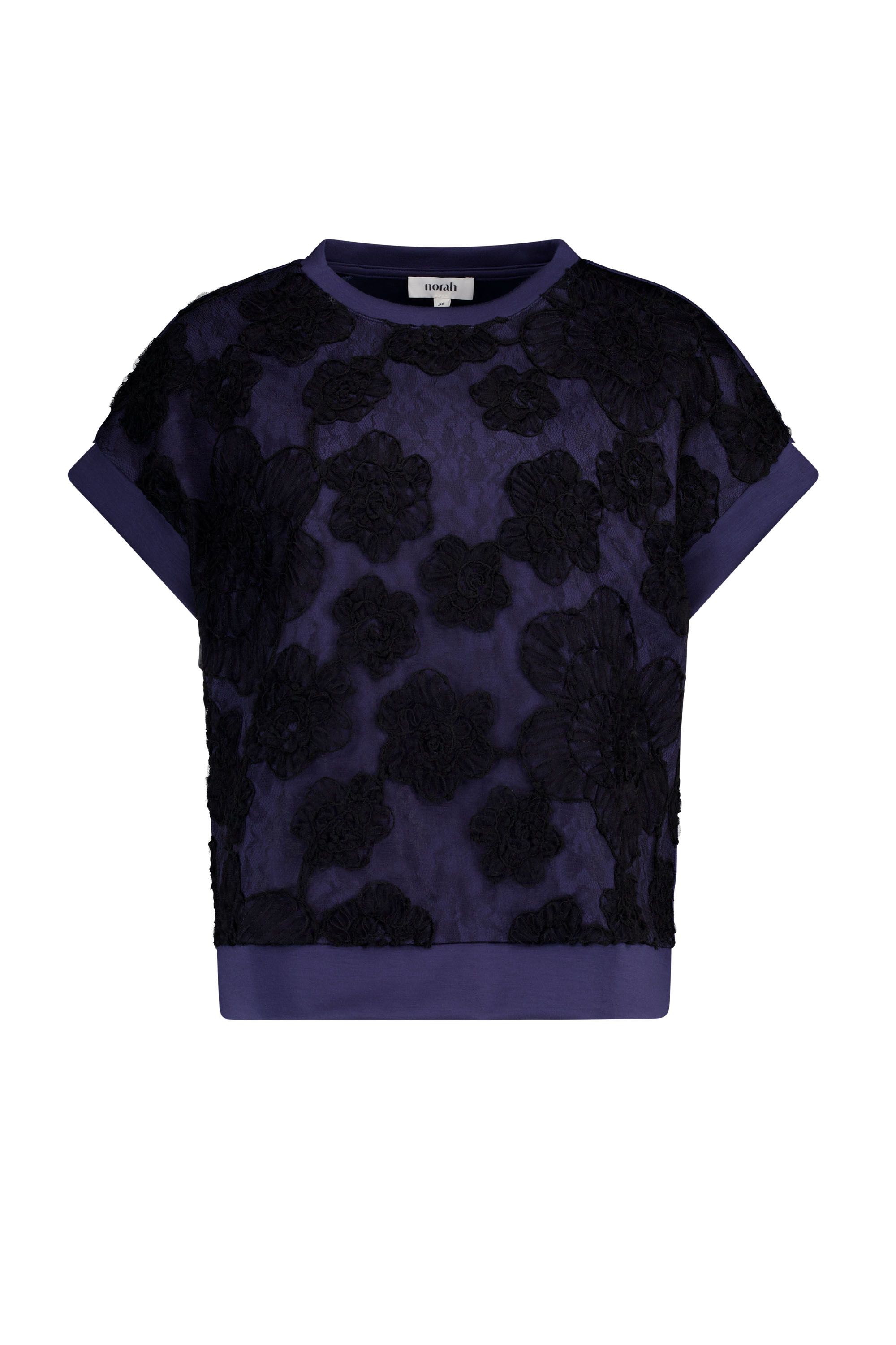 Norah Donkerblauw shirt met bloemen navy multicolor 219829-493