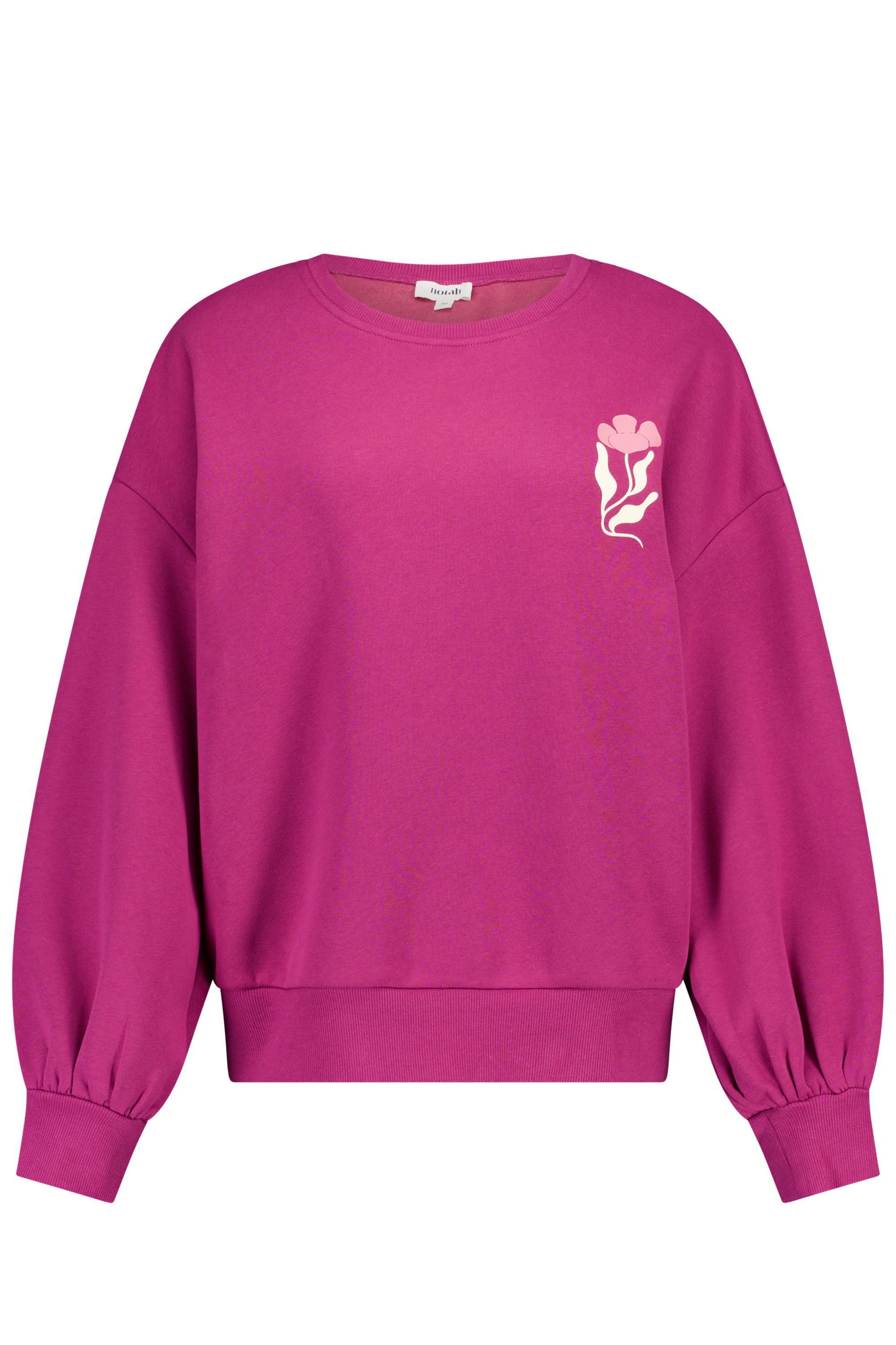 Norah Roze sweater met bloemen fuchsia 219831-953