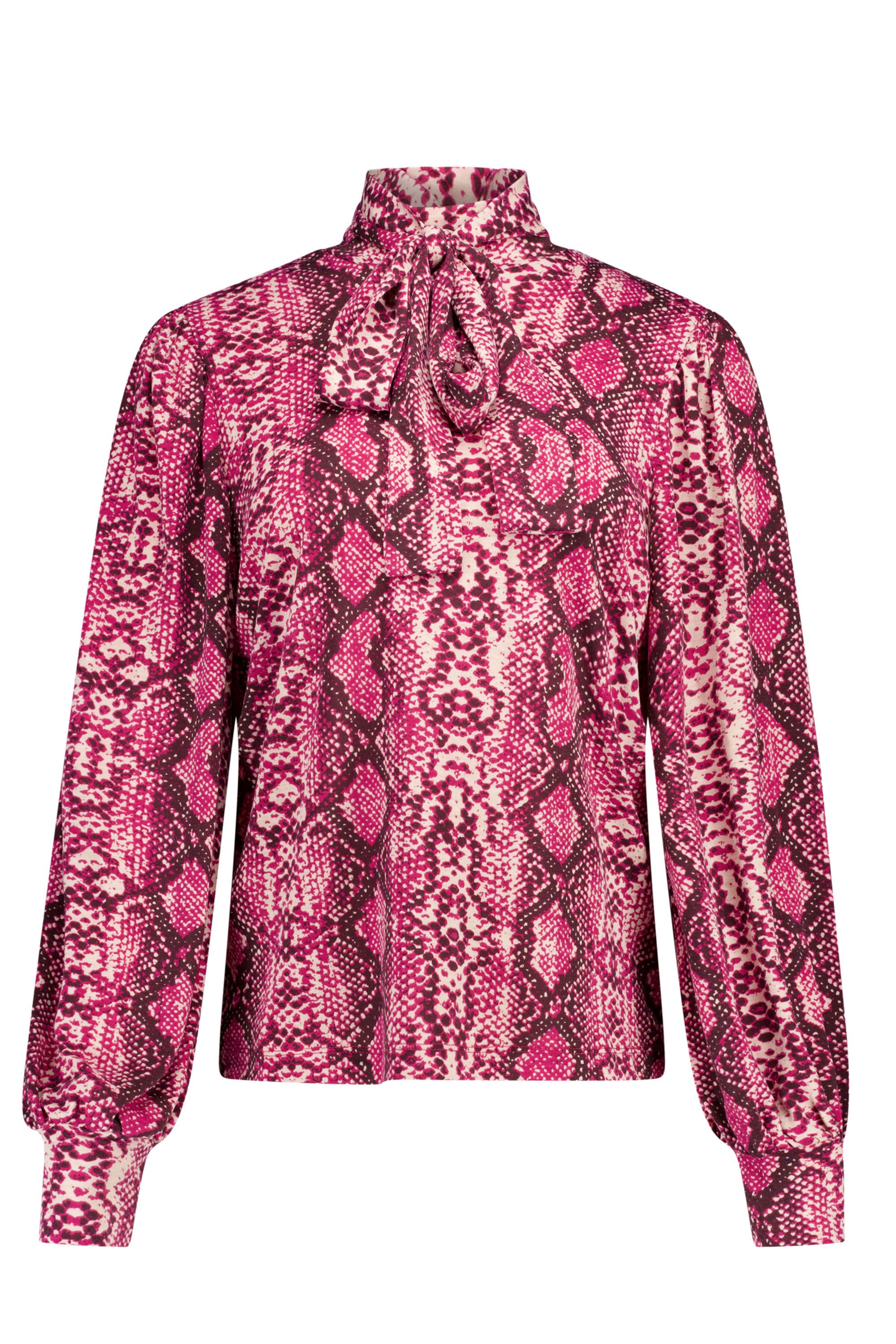 Norah Roze shirt met slangenprint fuchsia multicolor 219840-957