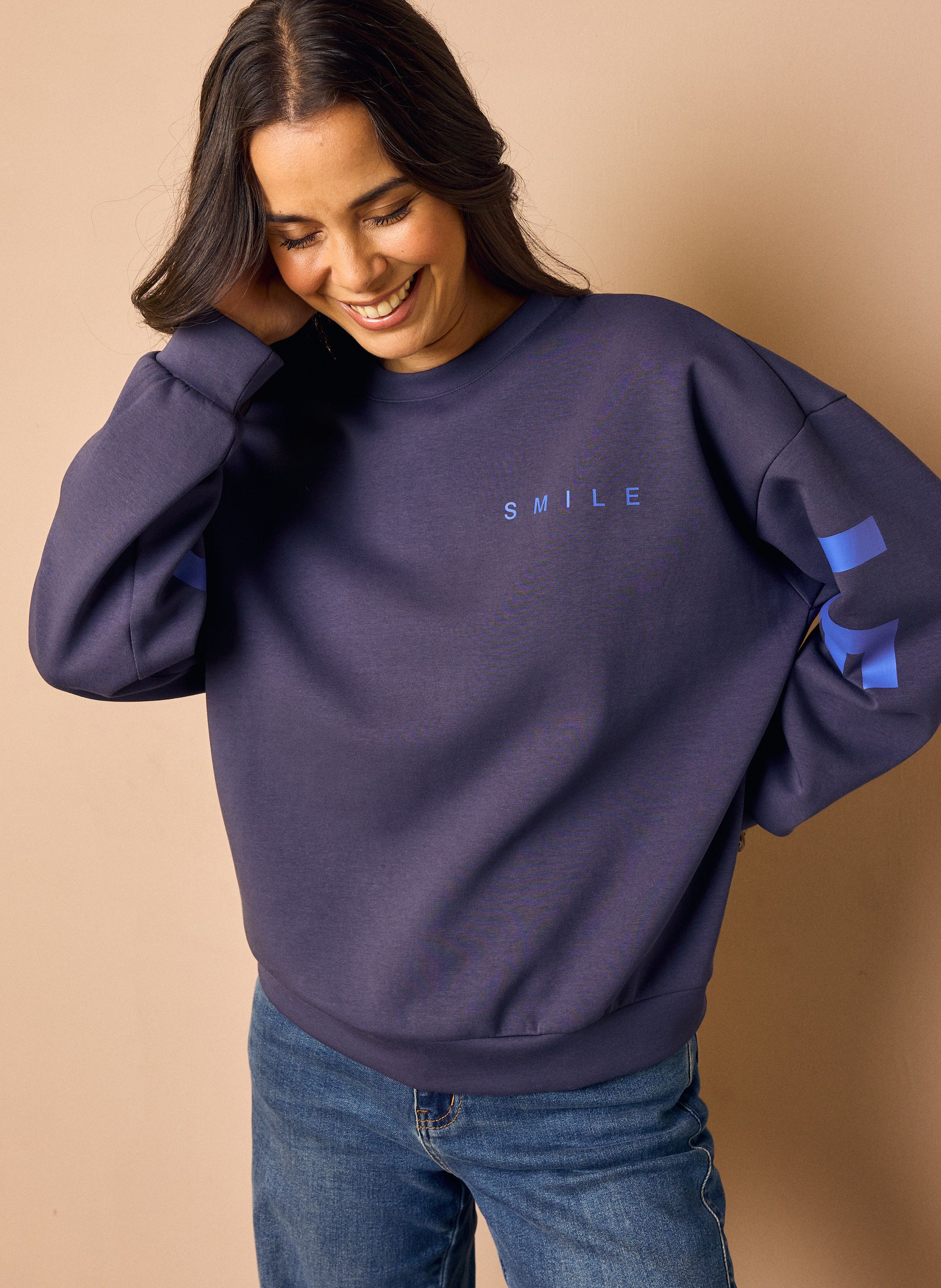 Norah Donkerblauwe sweater "Smile' denim blue 219848-472