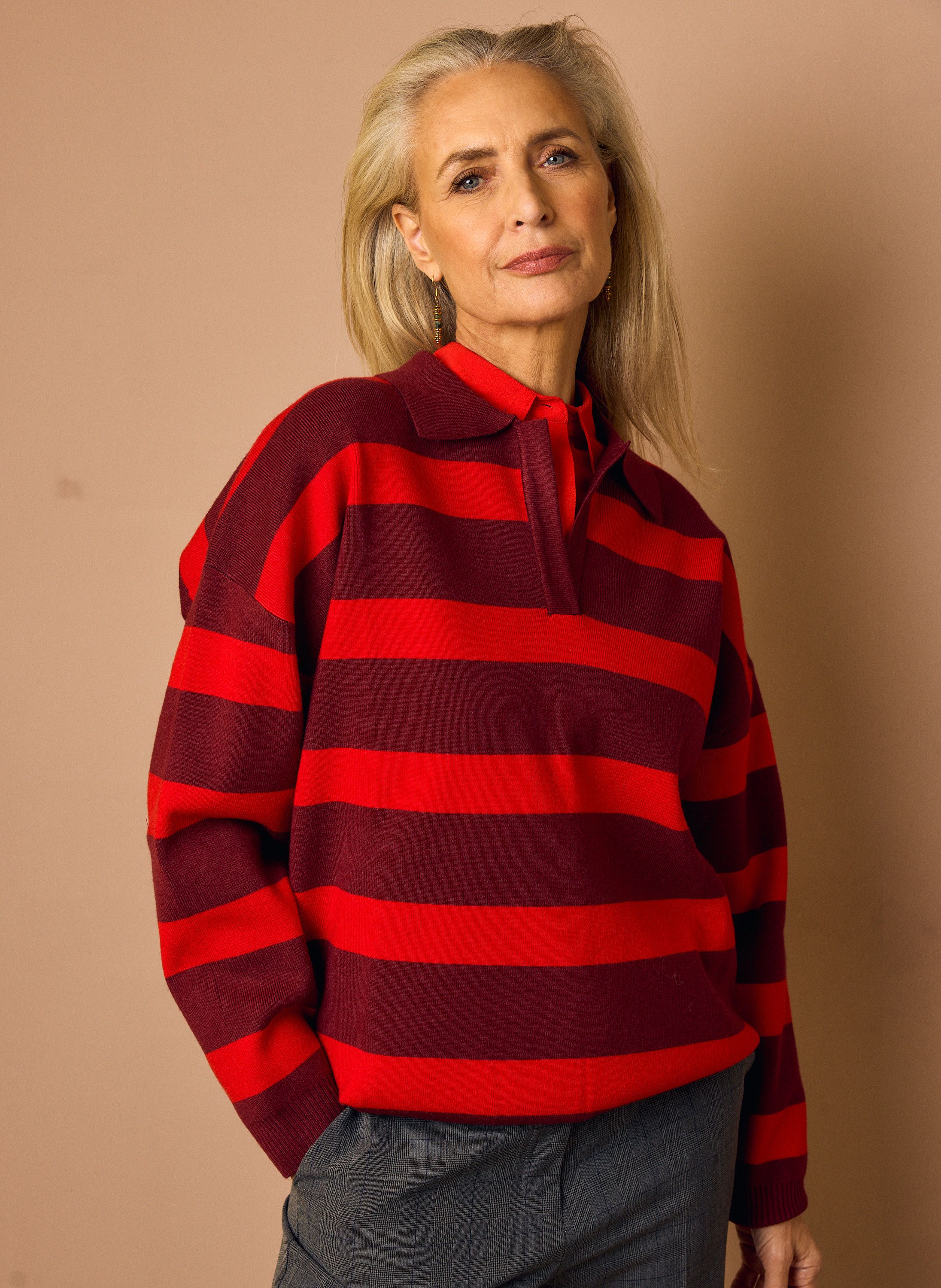 Norah Rood/bordeaux gestreepte trui red 219850-600