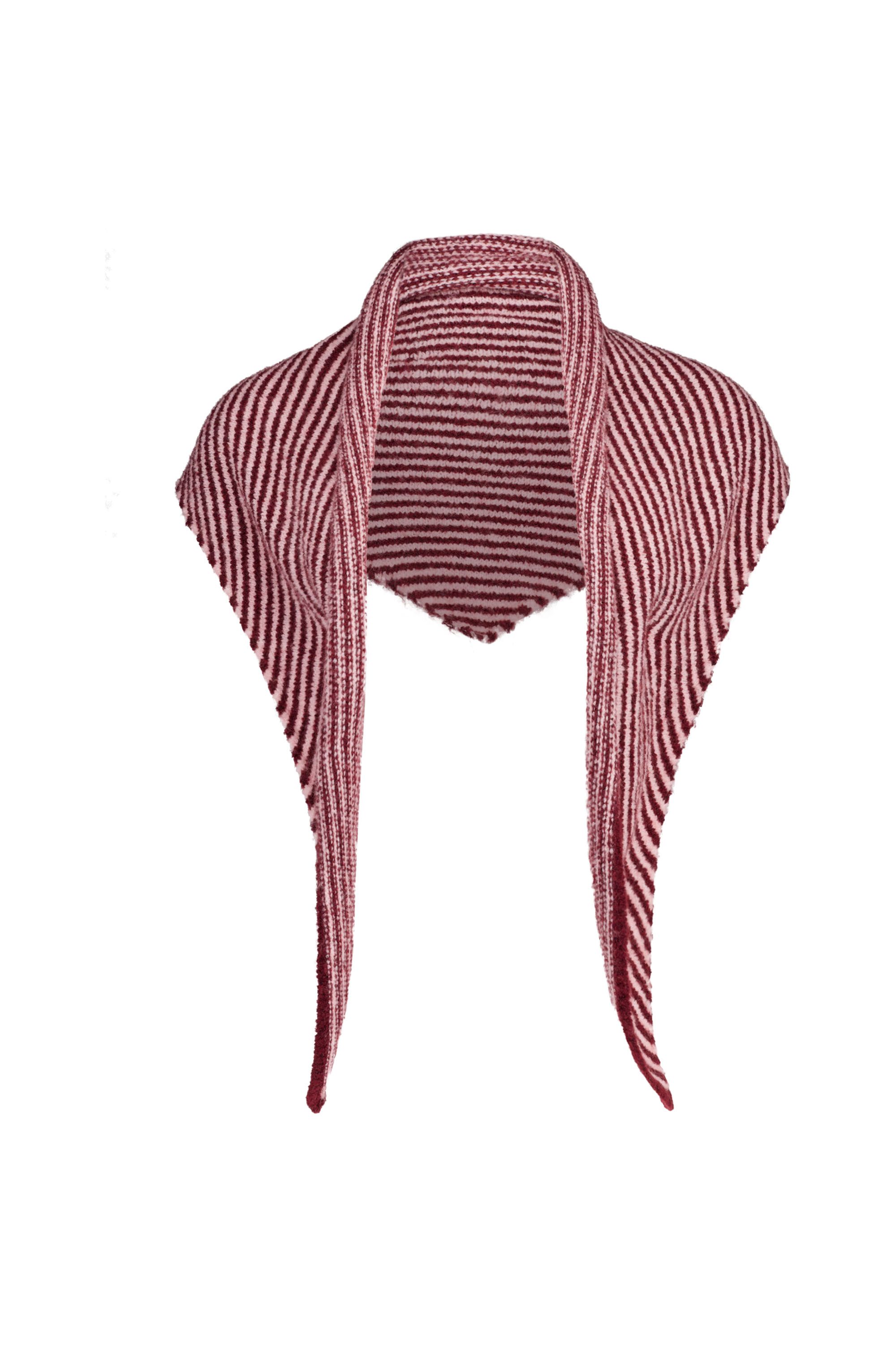 Norah Roze/bordeaux gestreepte  driehoekssjaal burgundy multicolor 219855-811