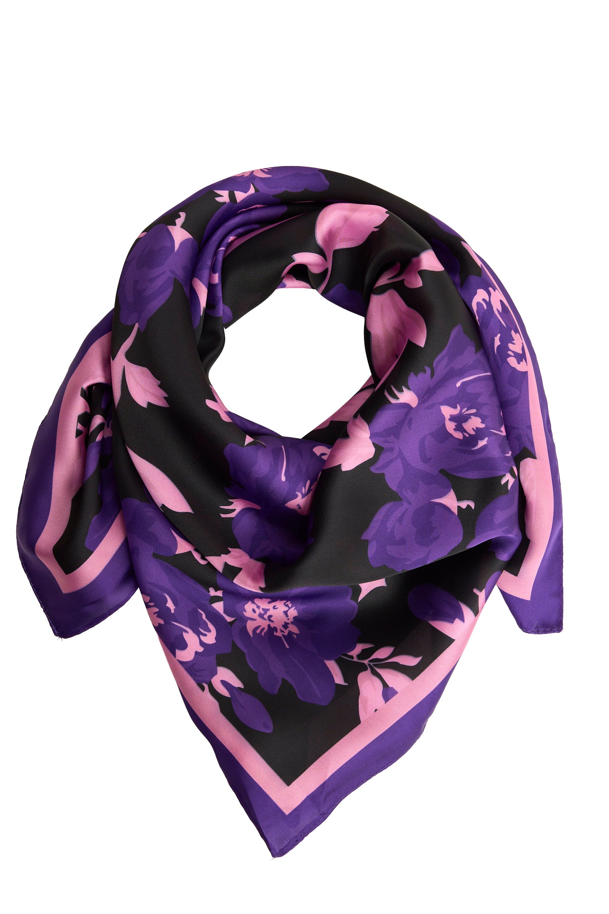 Norah Paars sjaaltje met bloemen purple multicolor 219857-820