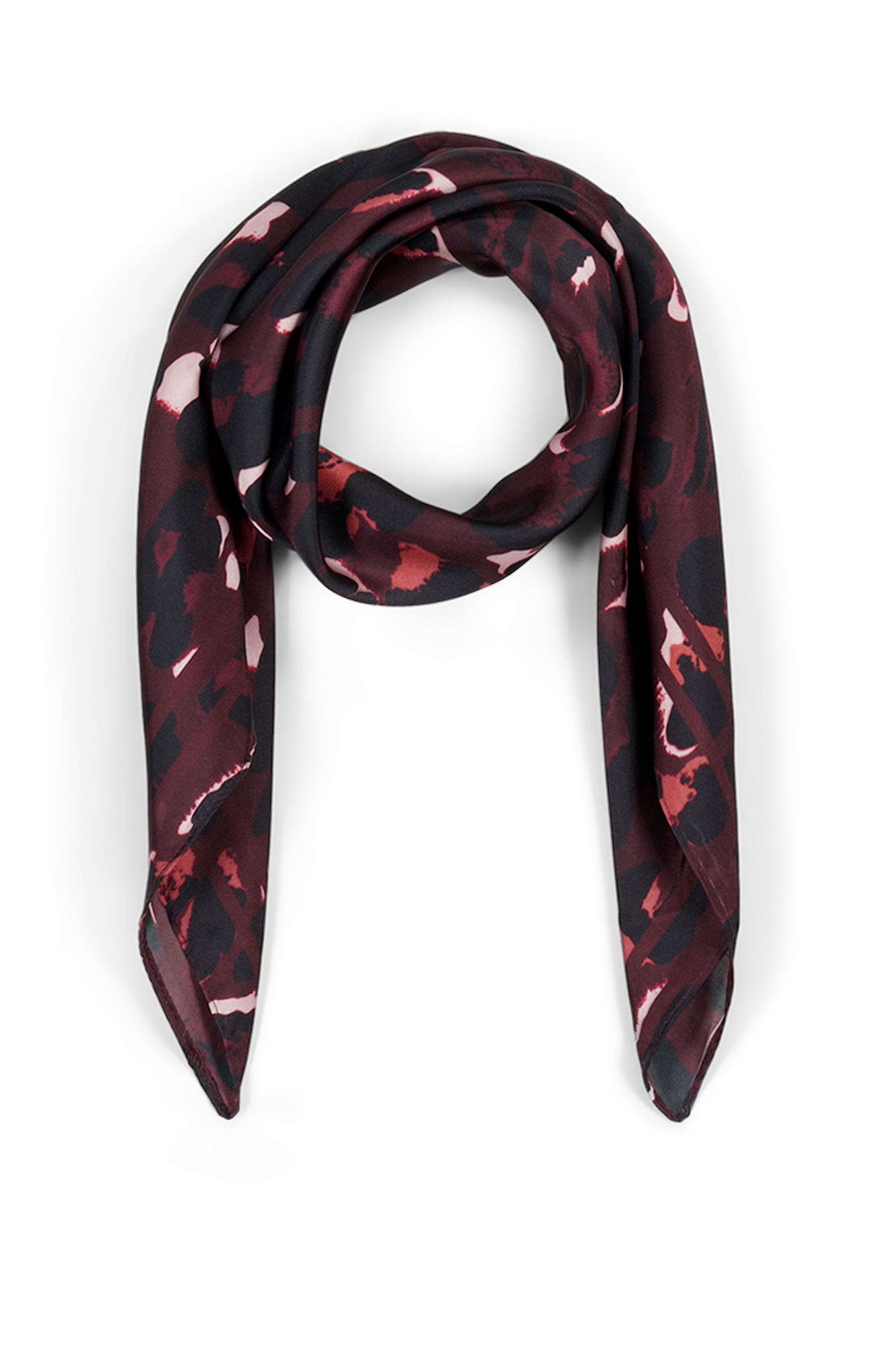 Norah Bordeaux sjaaltje met luipaardprint burgundy multicolor 219859-811