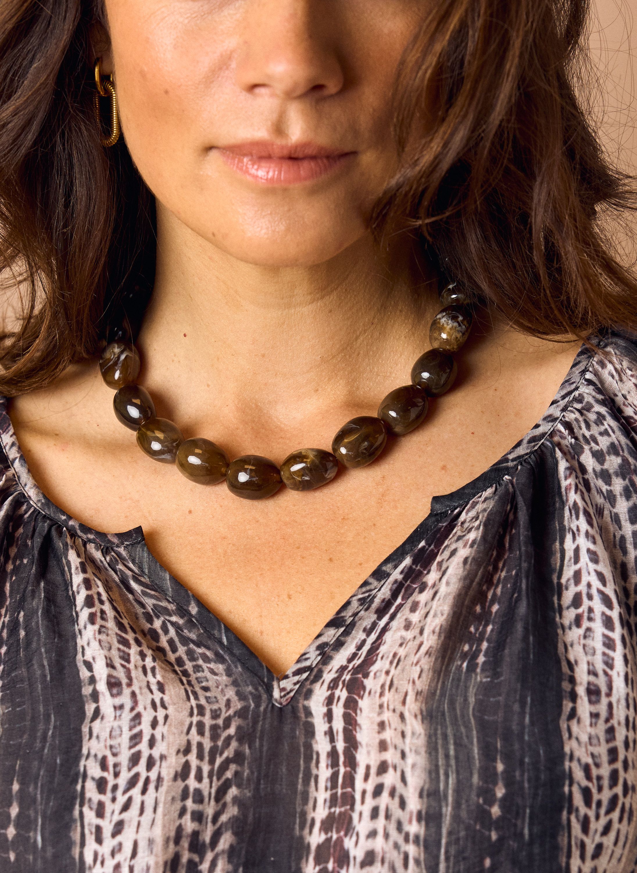 Norah Bruine kralen ketting brown melange 219864-250