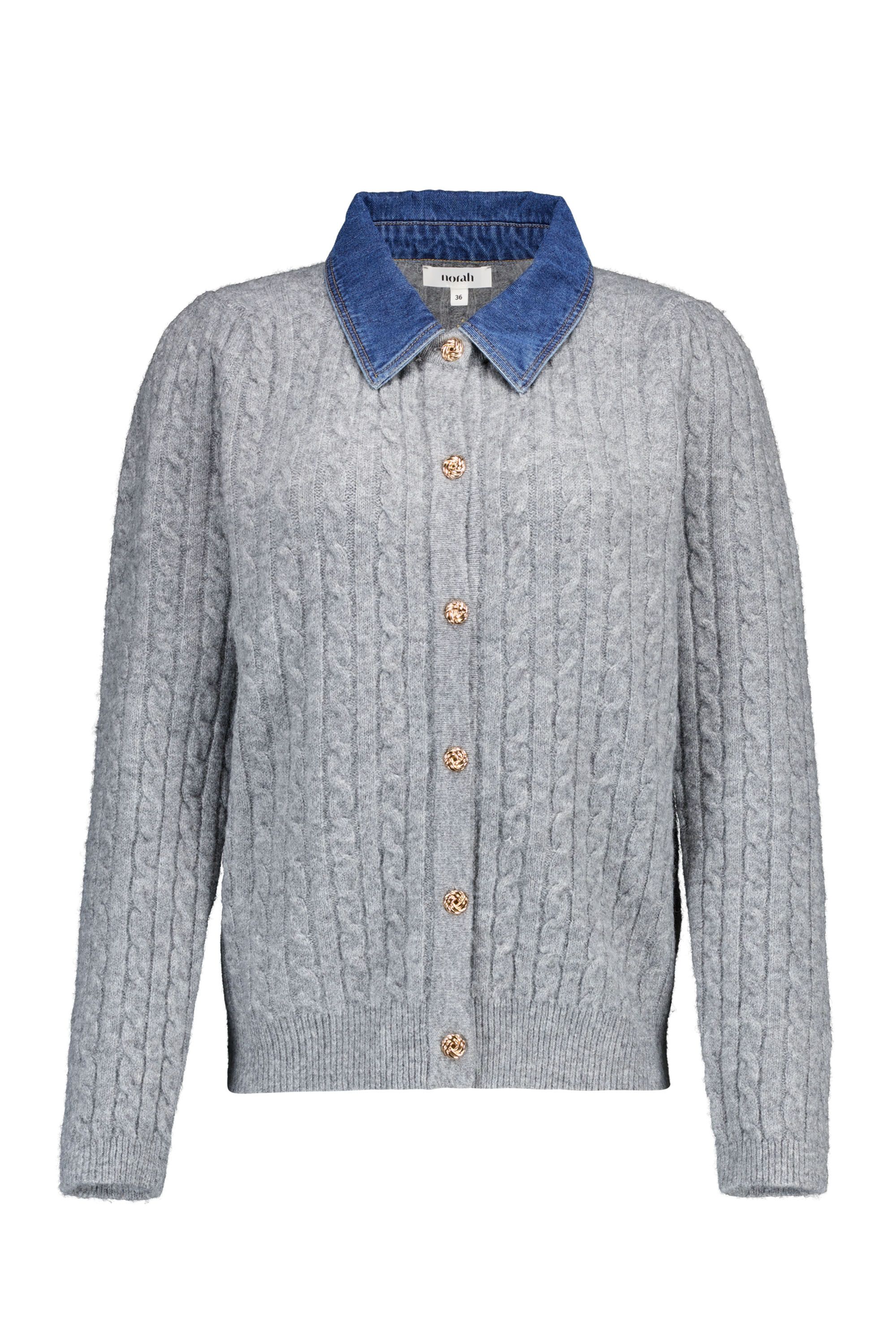 Norah Grijs vest met denim kraag grey 219867-045