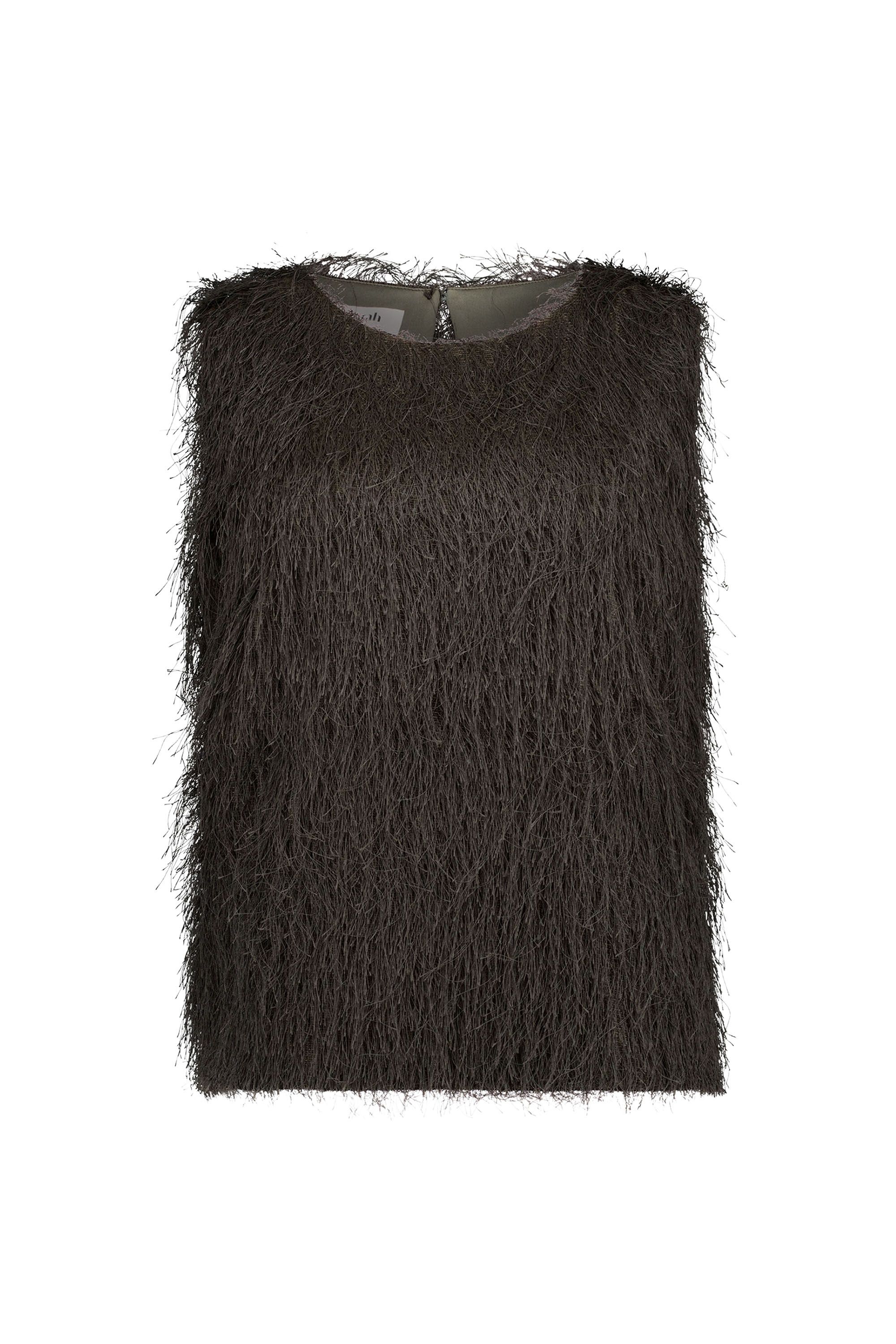Norah Groene top met franjes army green 219896-595
