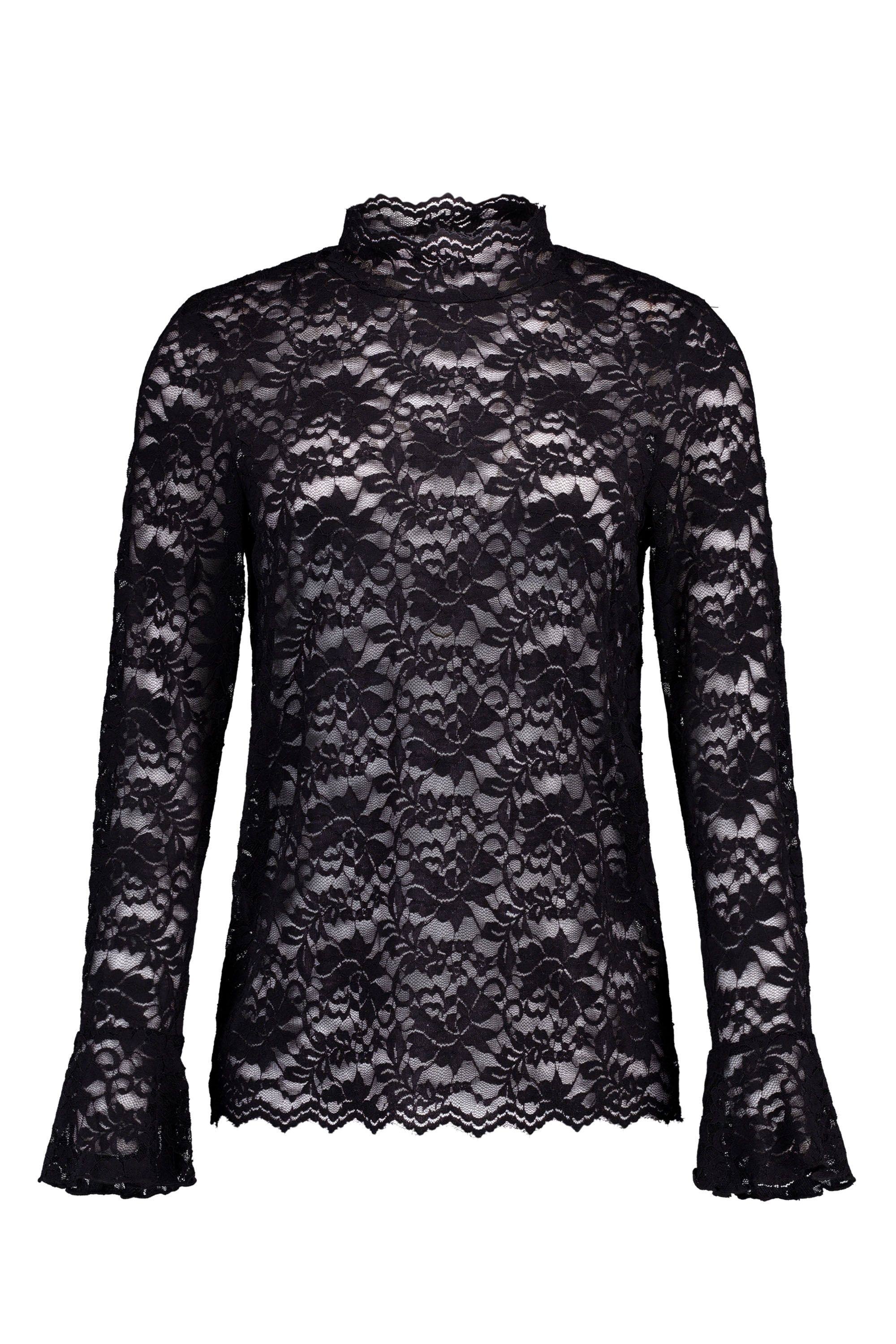Norah Zwart kanten shirt black 219912-001