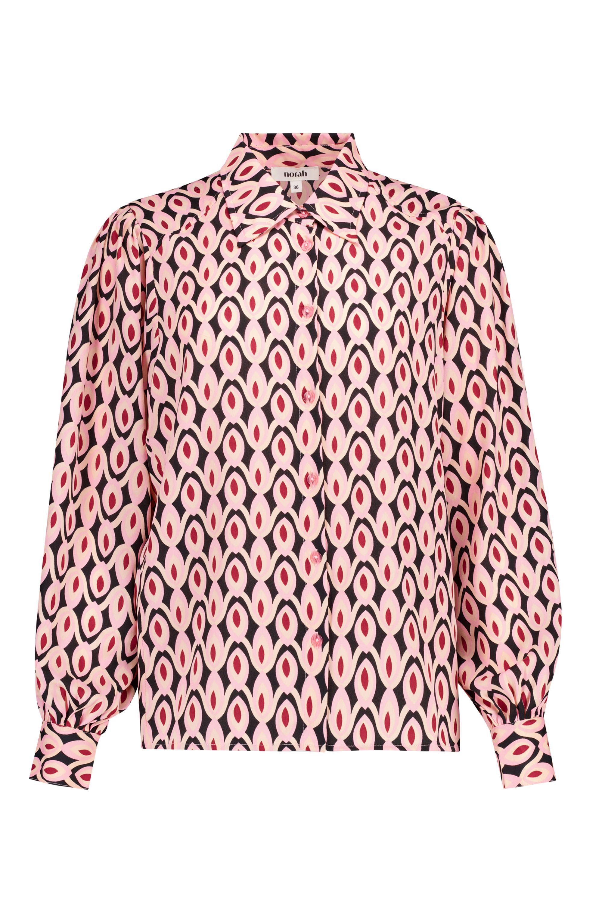 Norah Zwart/roze blouse met grafische print pink/black 219918-930