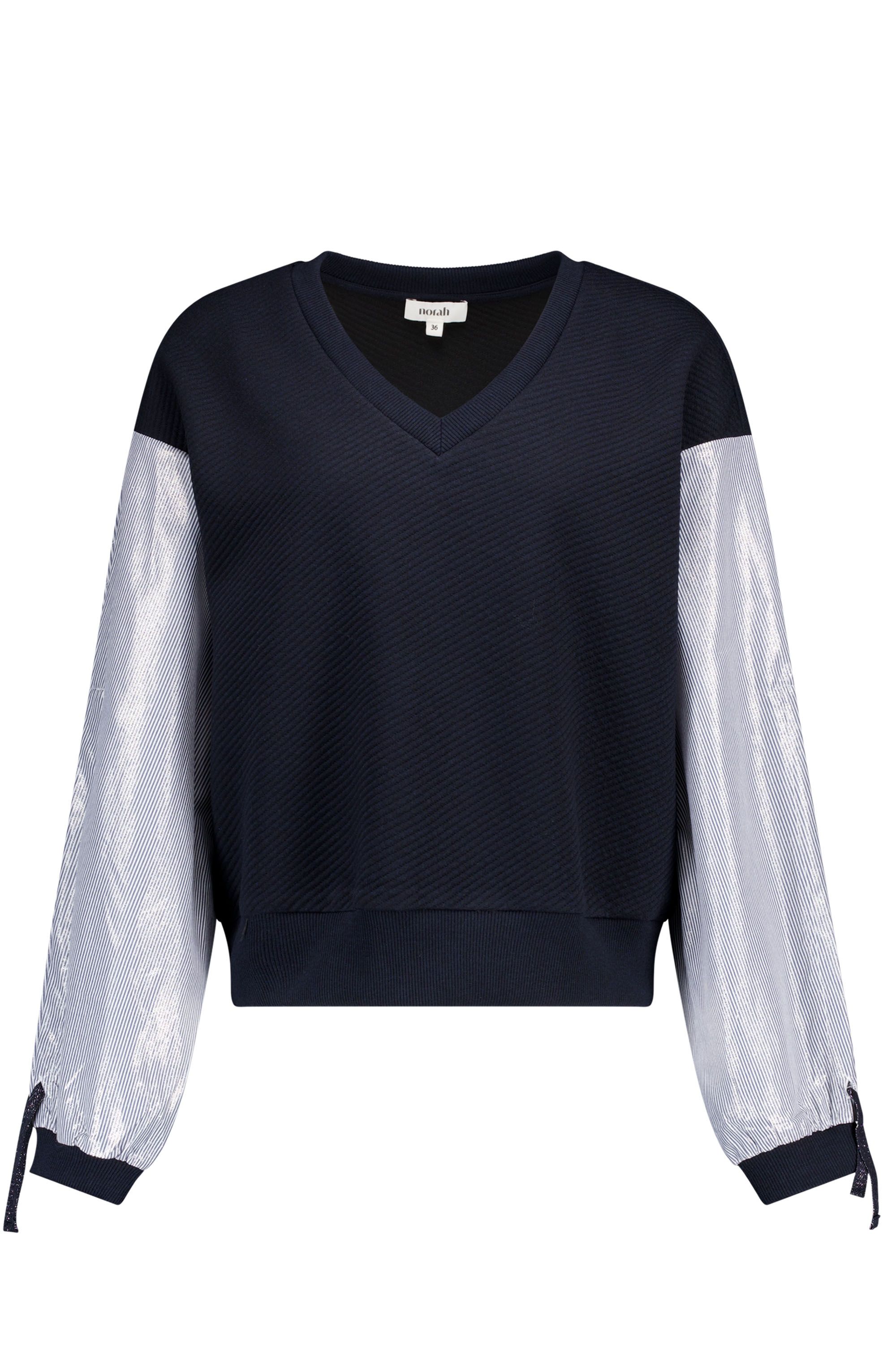 Norah Blauwe sweater met gestreepte mouwen blue/white 219926-431