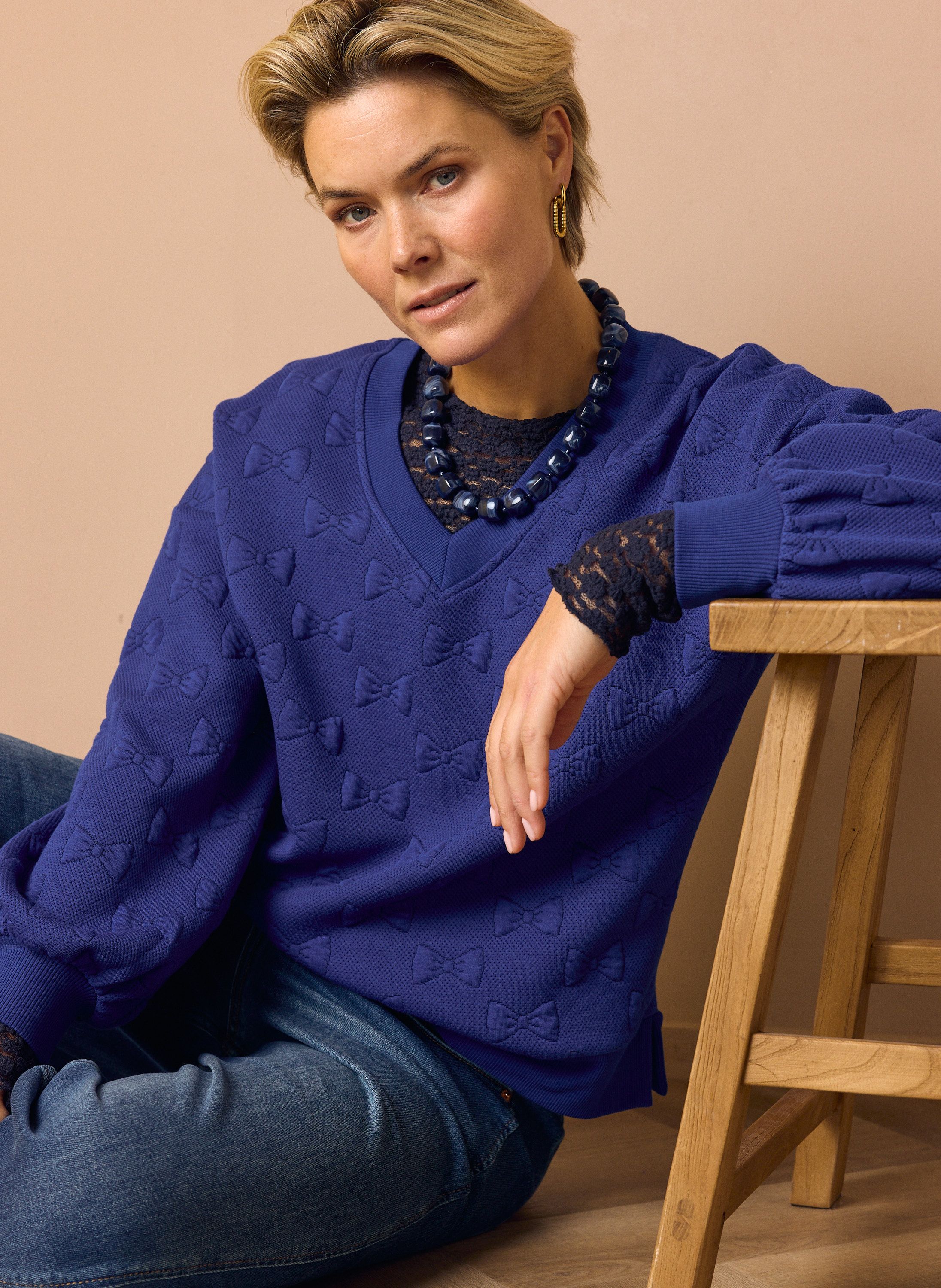 Norah Kobaltblauwe sweater met strikjes cobalt 219943-468