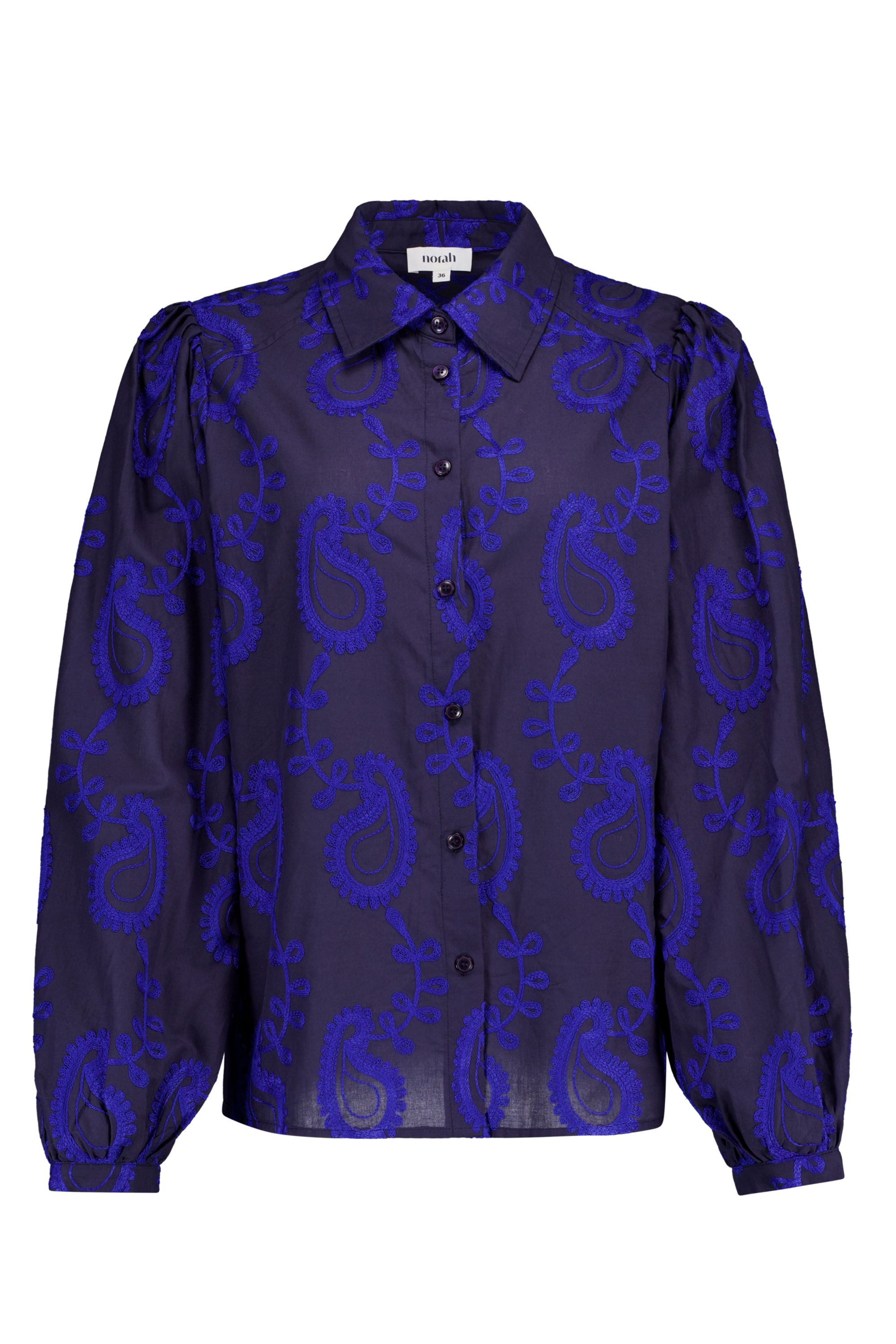 Norah Blauwe blouse met borduursels blue multicolor 219945-420