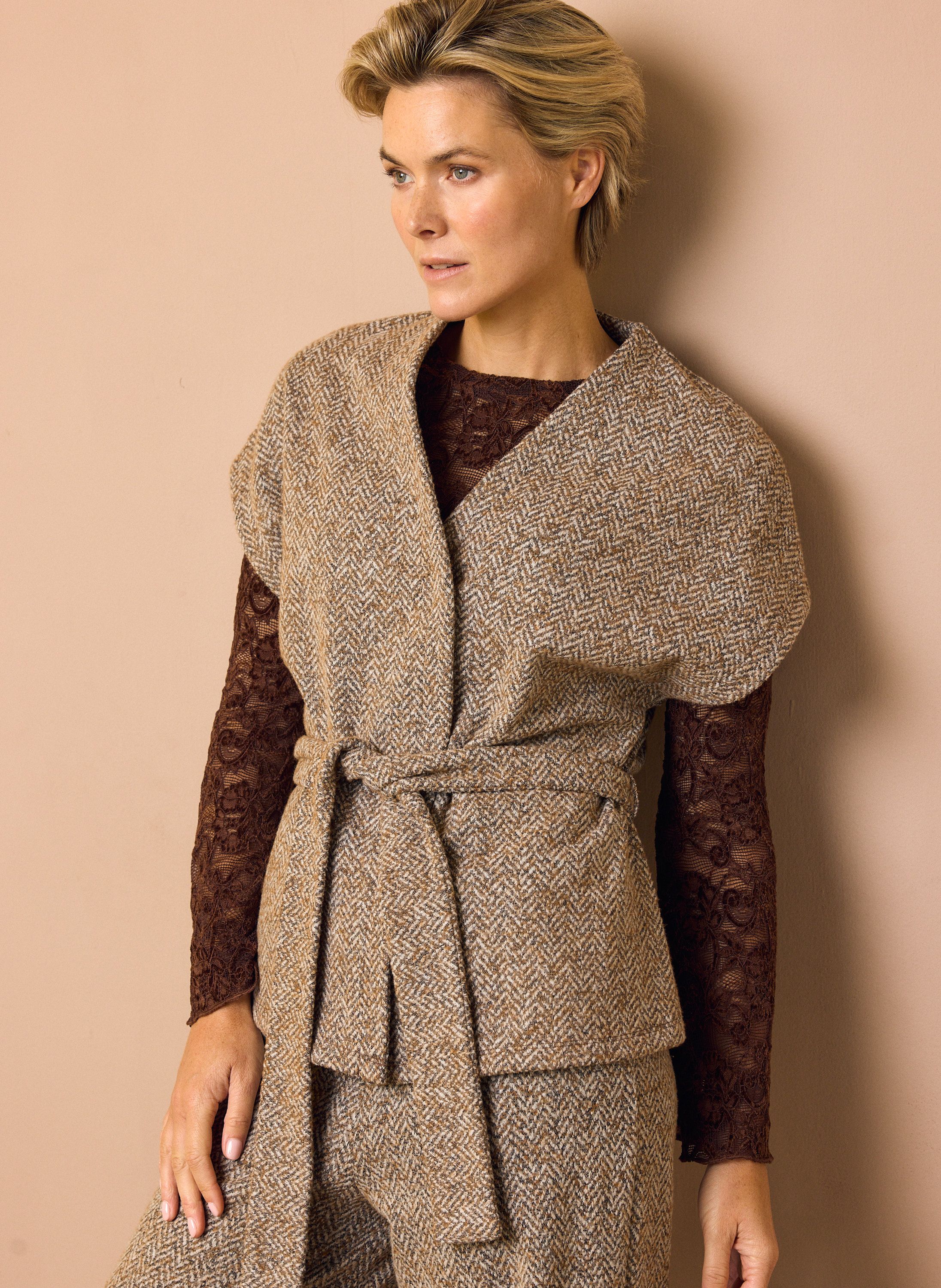 Norah Zandkleurig gilet met ceintuur sand multicolor 219977-121